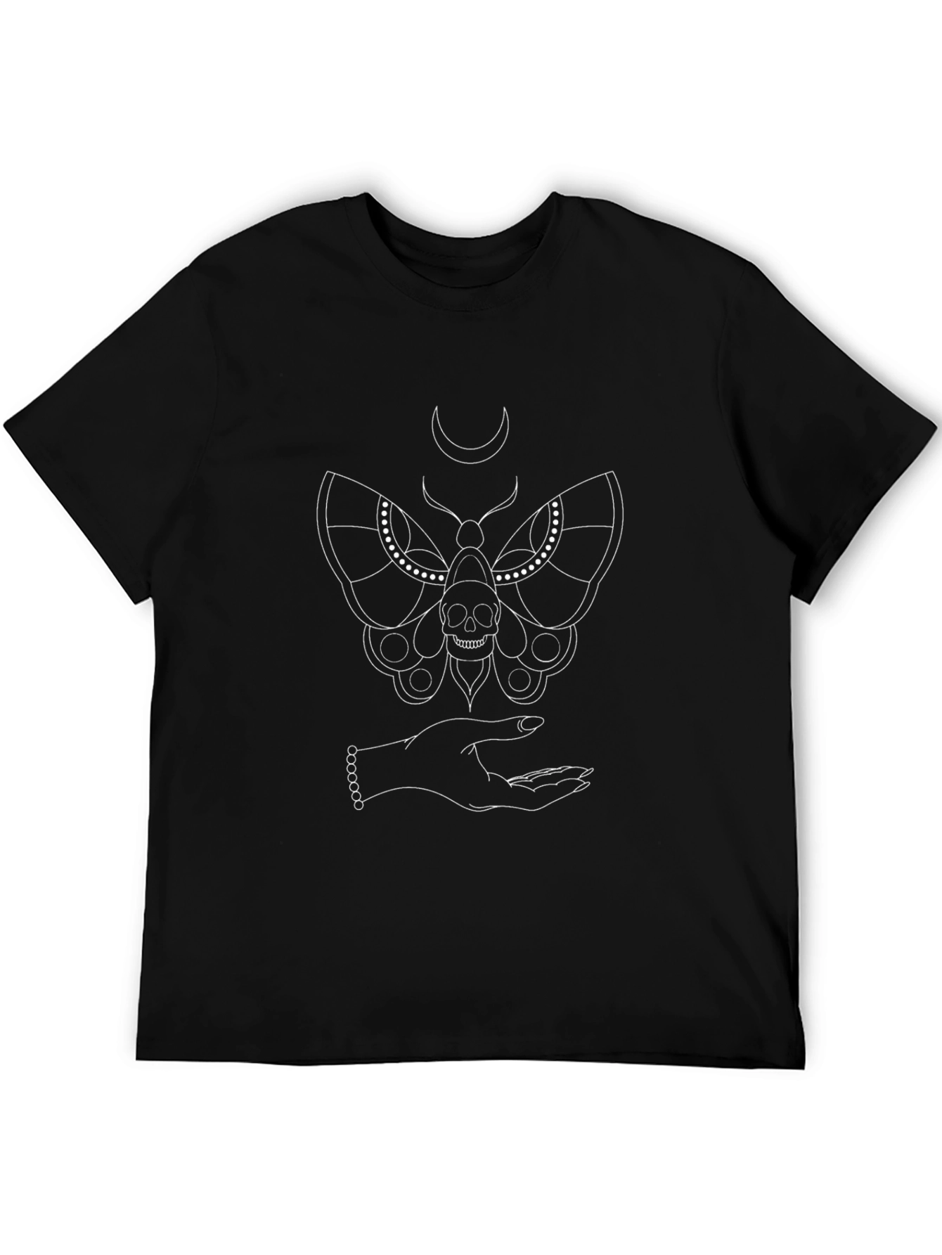 Mystic Moth & Skull Graphic Tee - Unisex Black Shirt - 5