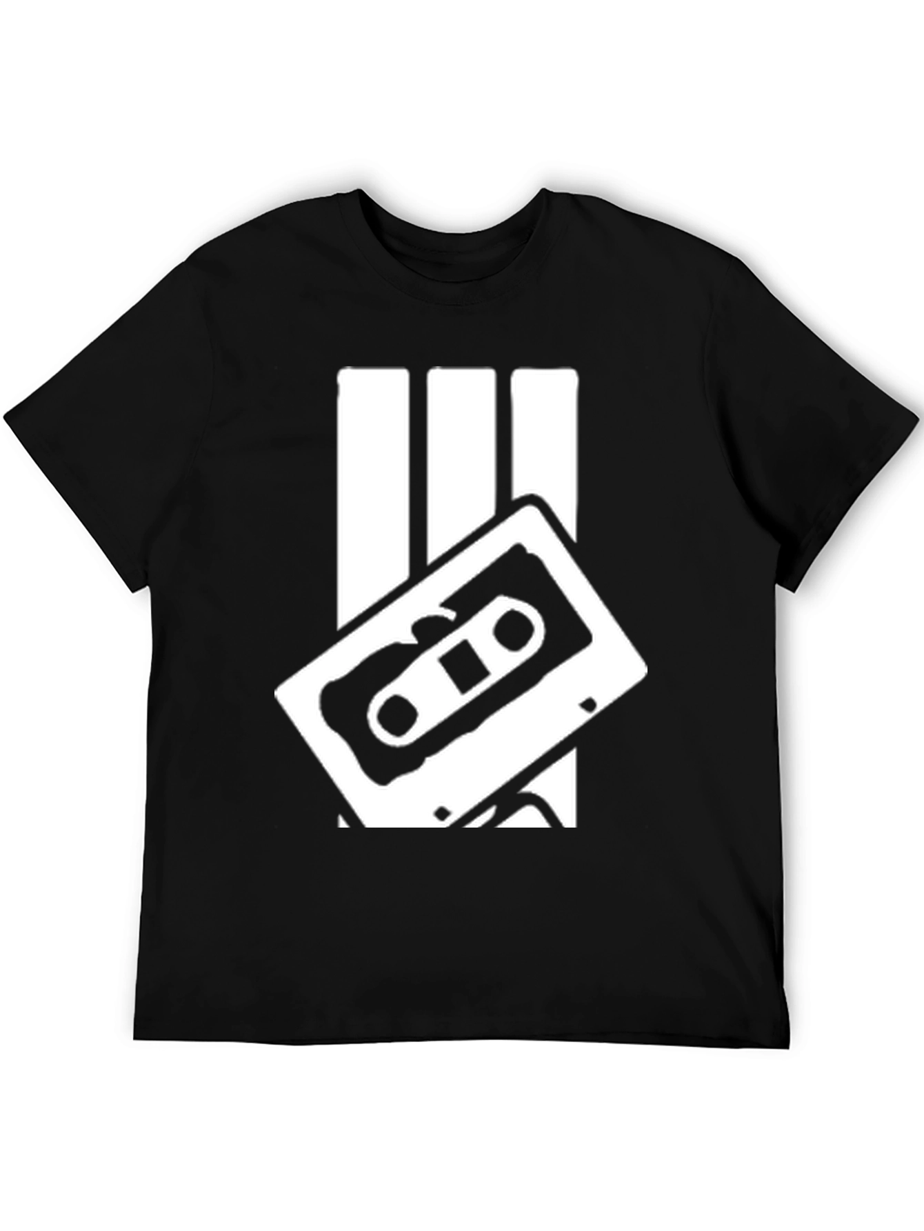 Black Retro Cassette Tape Graphic Tee - Black Cotton Blend view 5