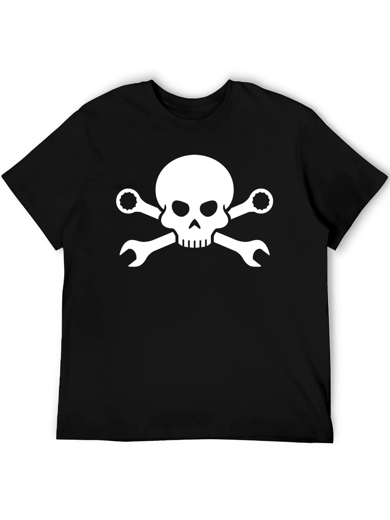 Black Skull & Wrenches Graphic Tee - Mechanic's Humor view 5