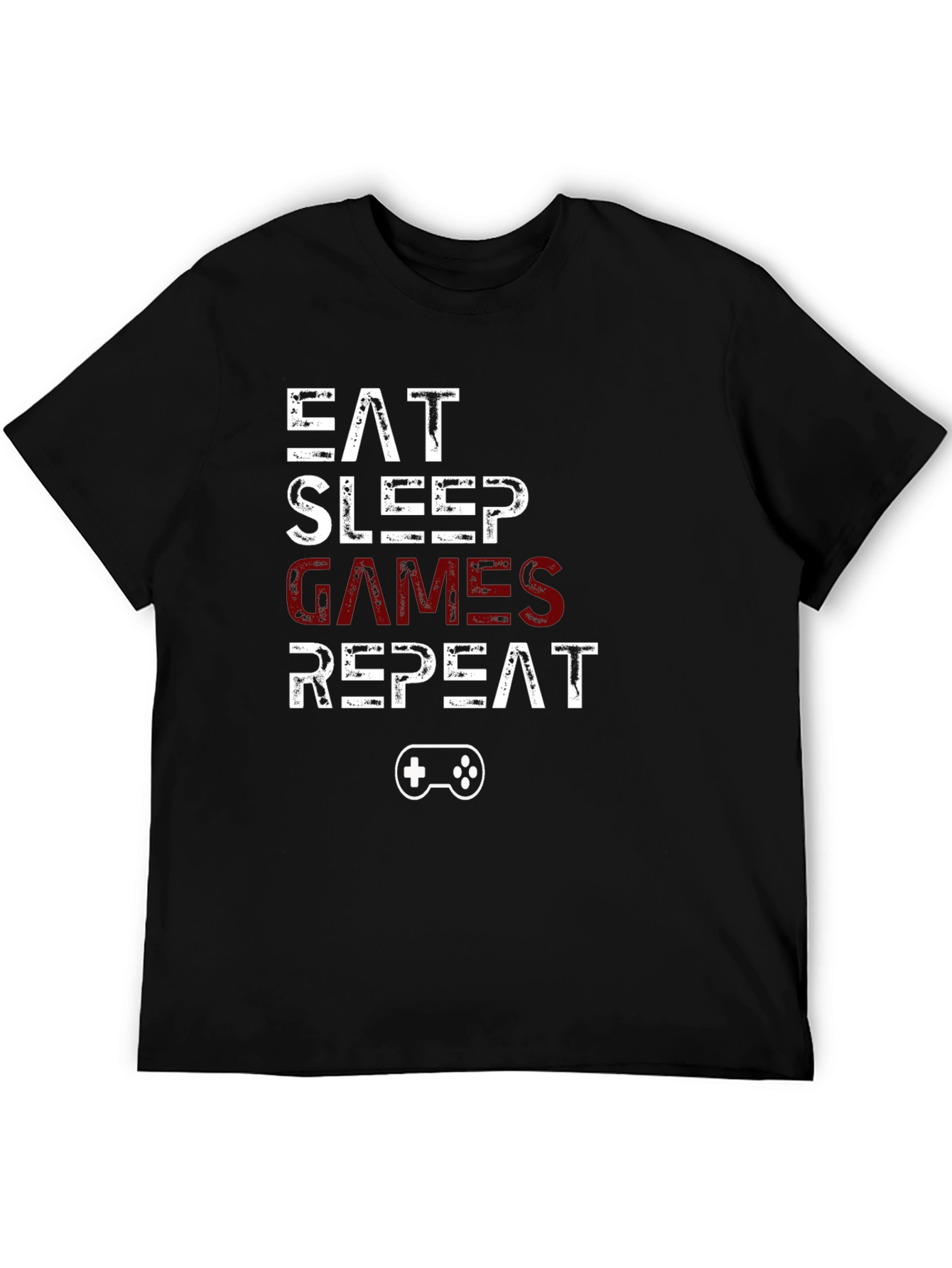 Black Eat Sleep Games Repeat Gamer T-Shirt view 5