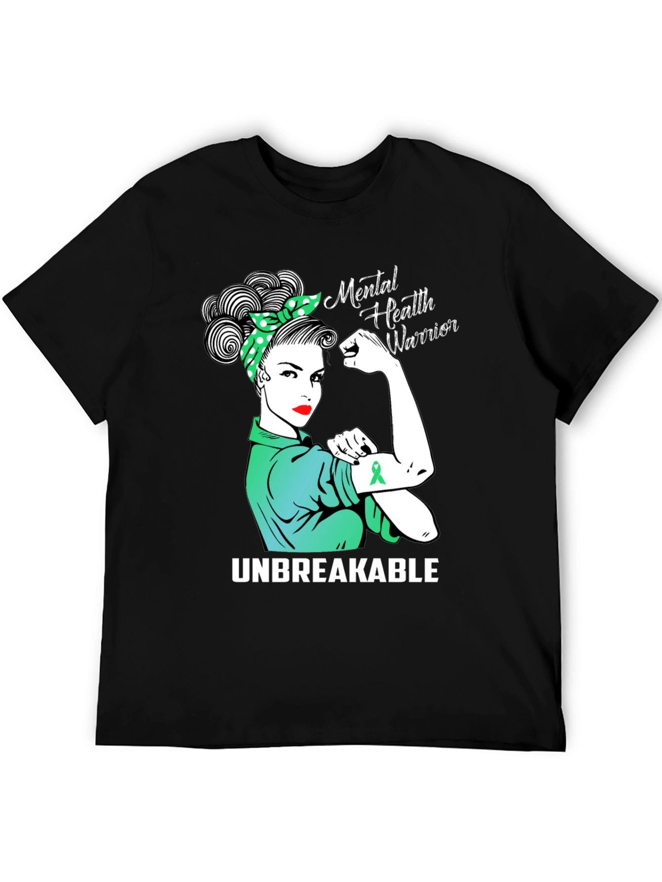 Black Mental Health Warrior Unbreakable T-Shirt view 5