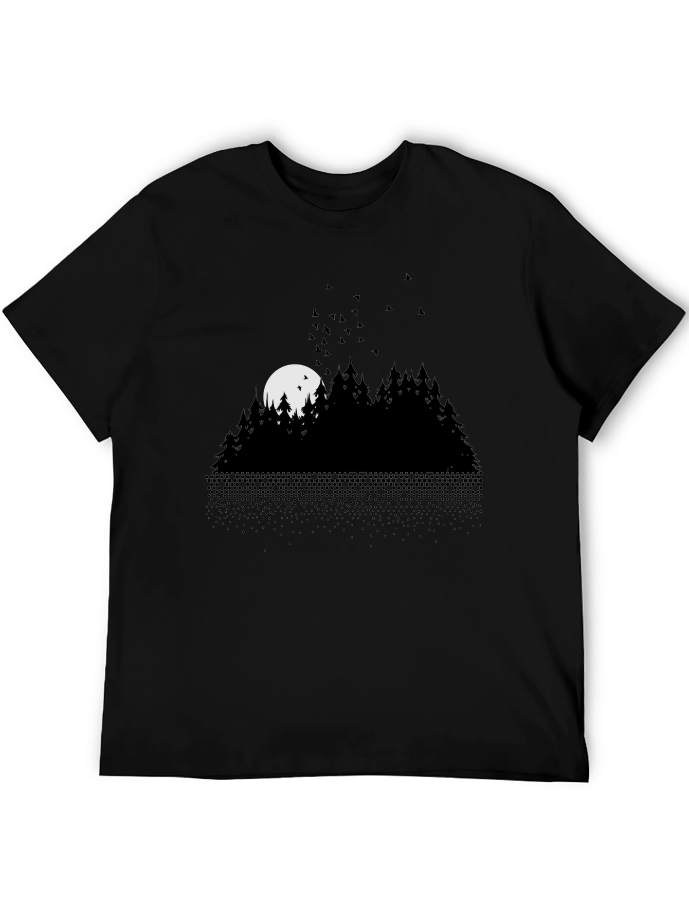 Black Midnight Forest Graphic Tee - Black view 5