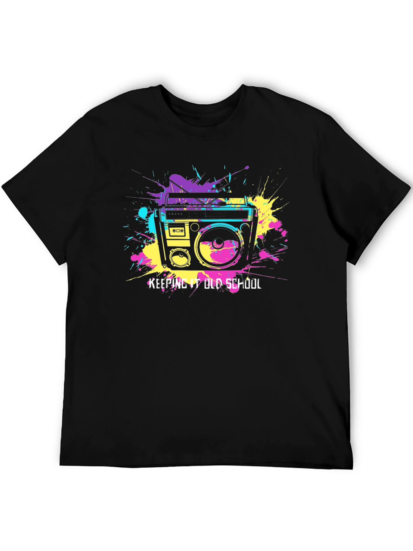 Black Retro Boombox Graphic Tee - Keeping it Old School Style view 5