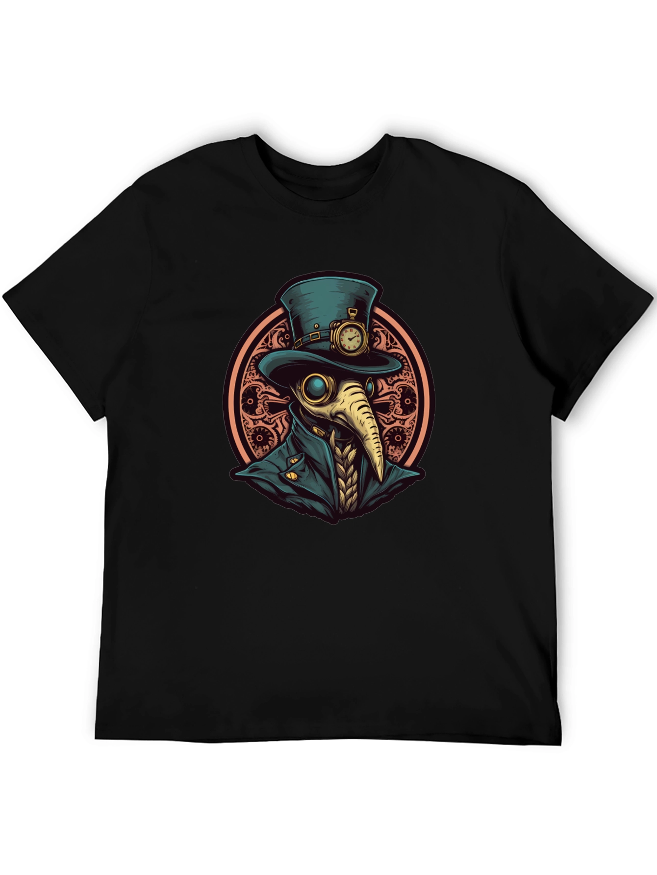 Black Steampunk Plague Doctor Graphic Tee - Black view 5