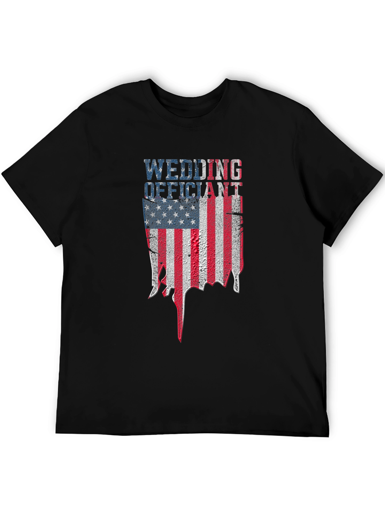 Black Wedding Officiant American Flag T-Shirt view 5