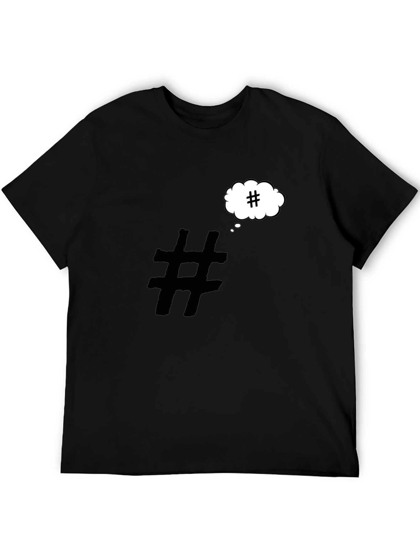 Black Hashtag Mind T-Shirt - Black Cotton Graphic Tee view 5