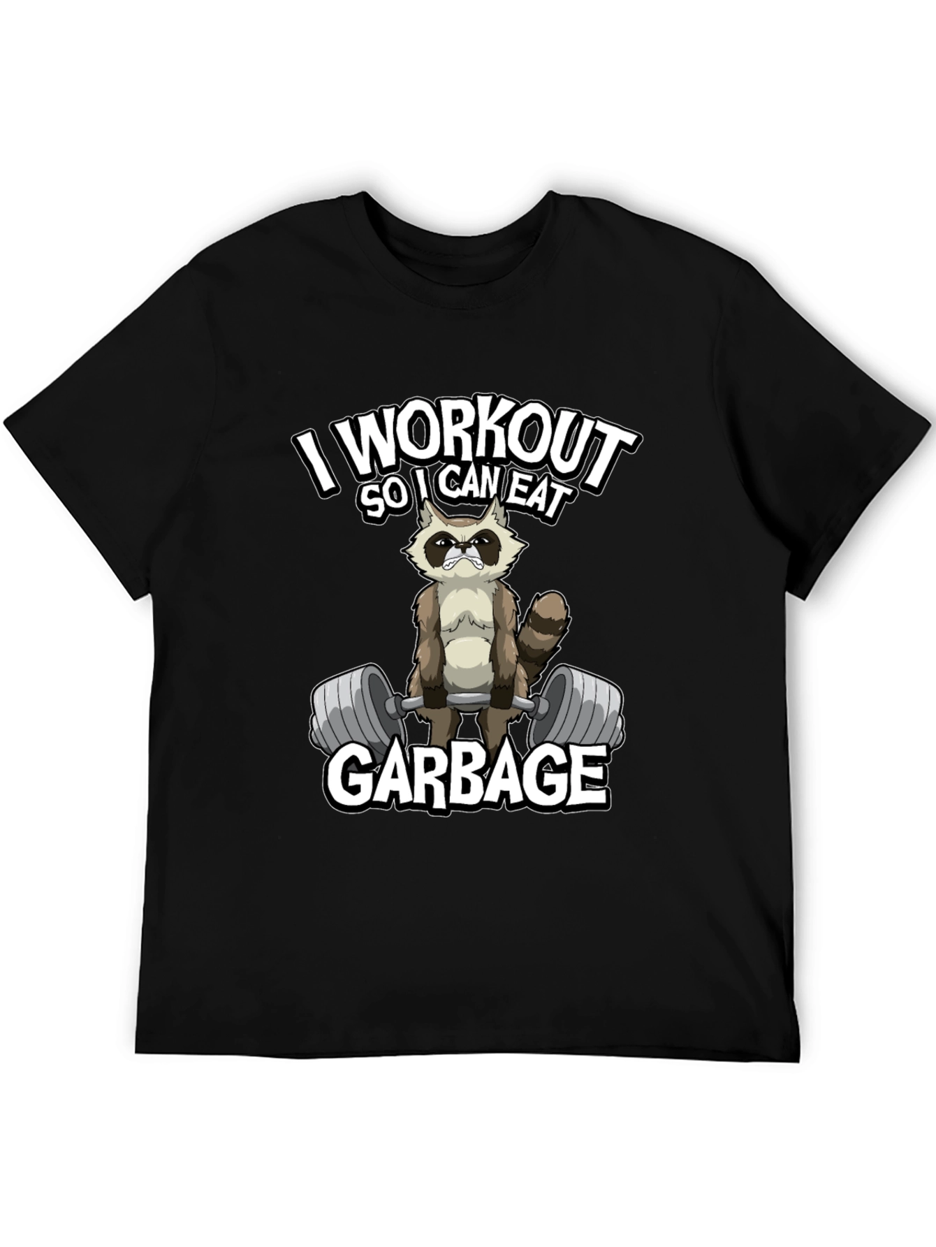 Black Workout Raccoon Graphic T-Shirt - Gym Humor view 5