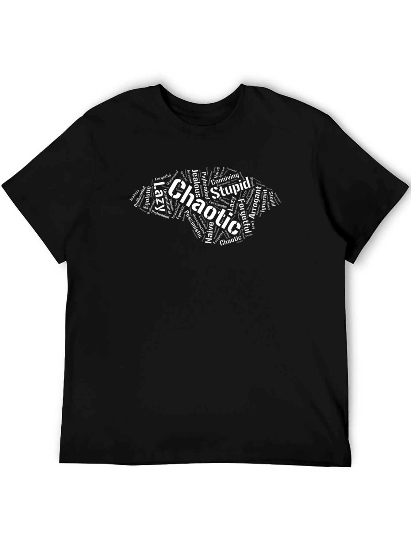 Black Chaotic Word Art T-Shirt - Black Graphic Tee view 5