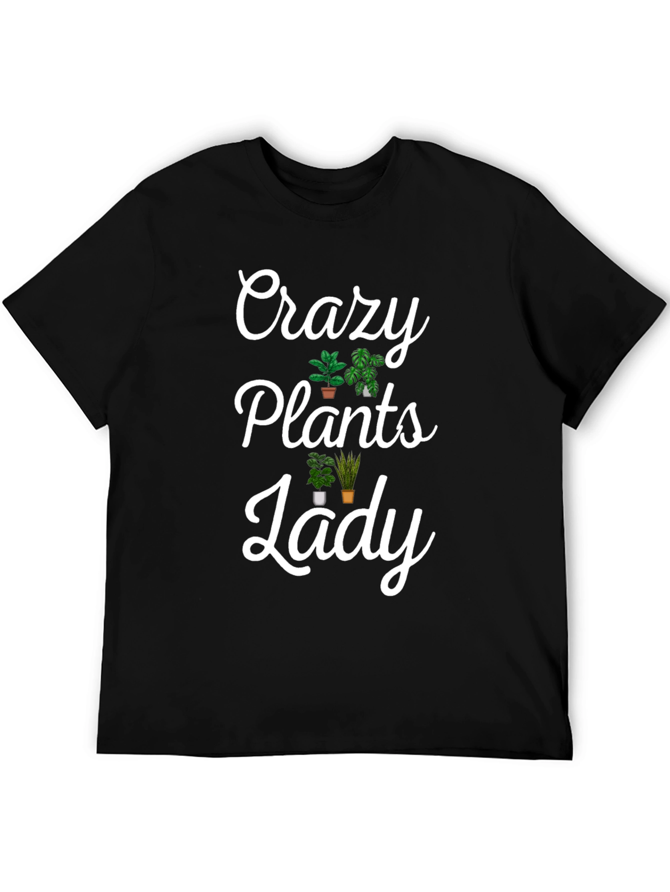 Black Crazy Plants Lady Graphic Tee - Novelty T-Shirt view 5