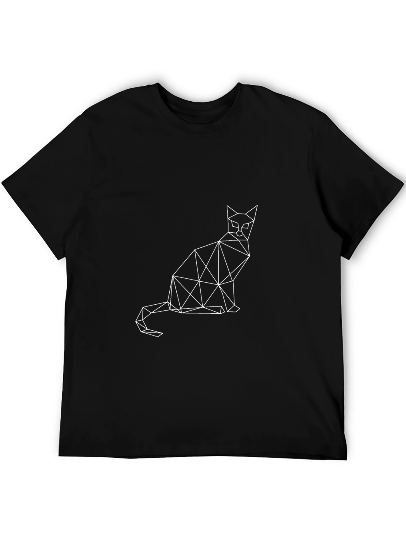 Geometric Cat Graphic Tee - Modern Style - 5