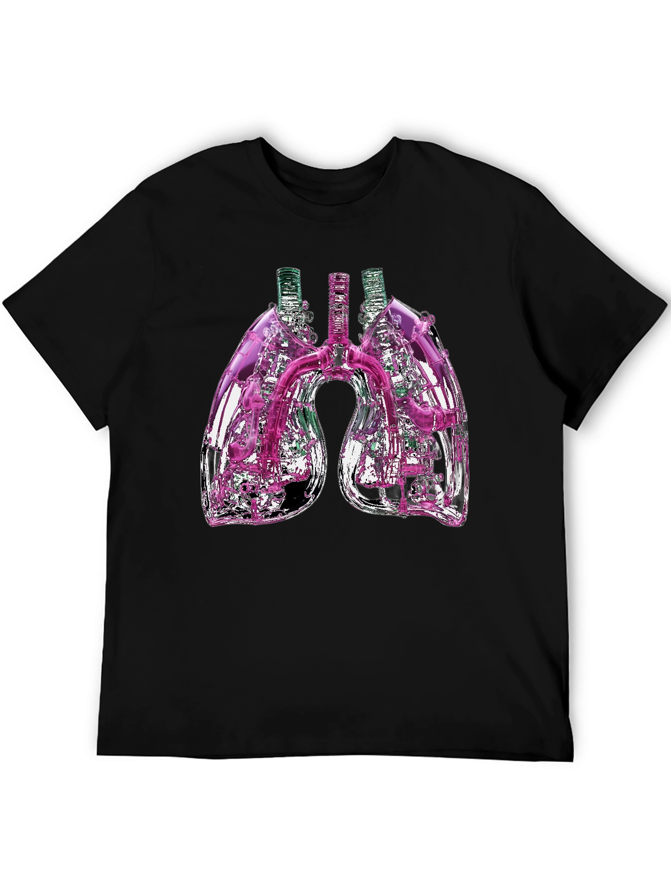 Black Abstract Lungs Graphic Tee - Black Cotton Blend view 5