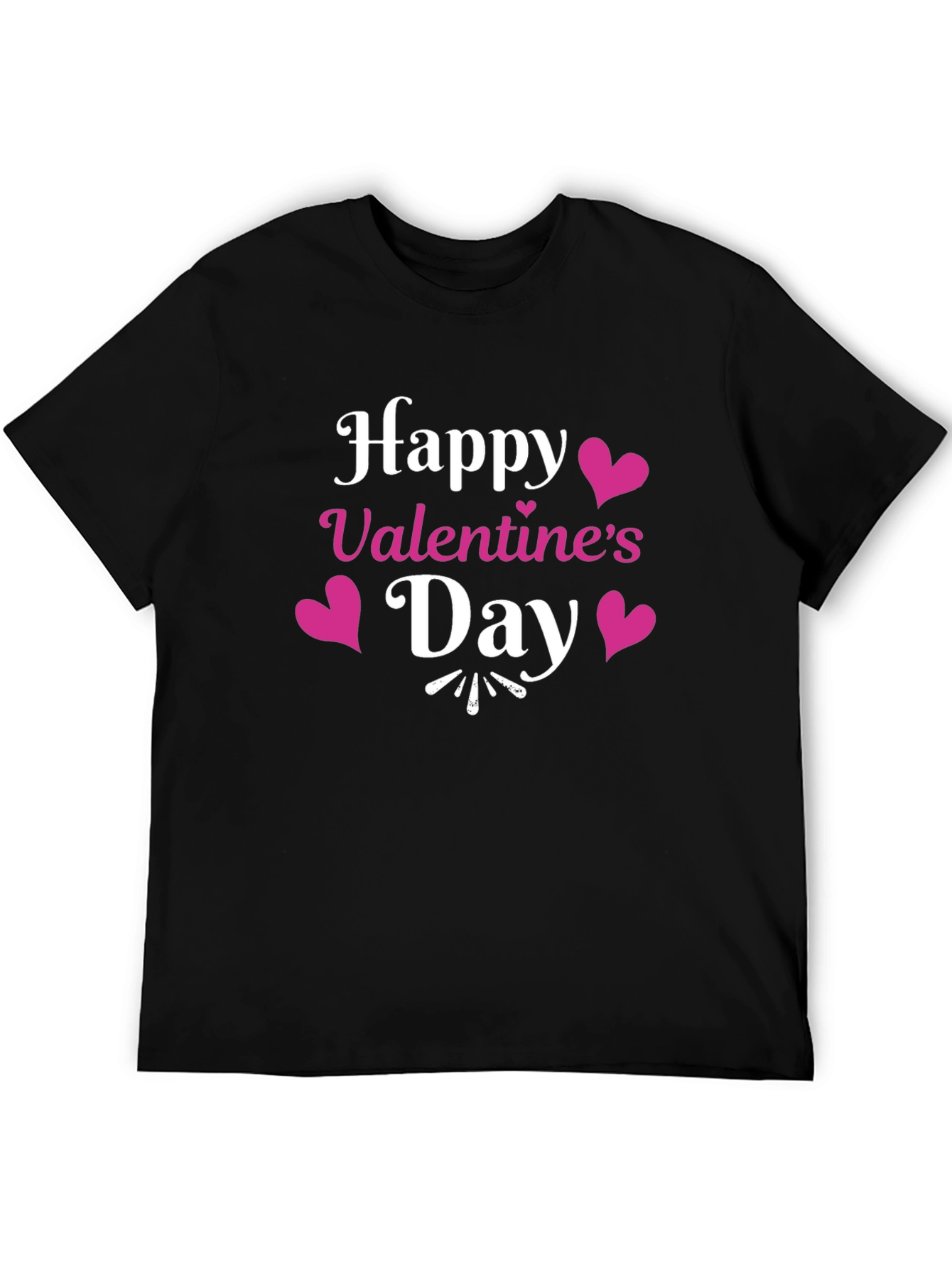 Happy Valentine's Day Black T-Shirt - 5