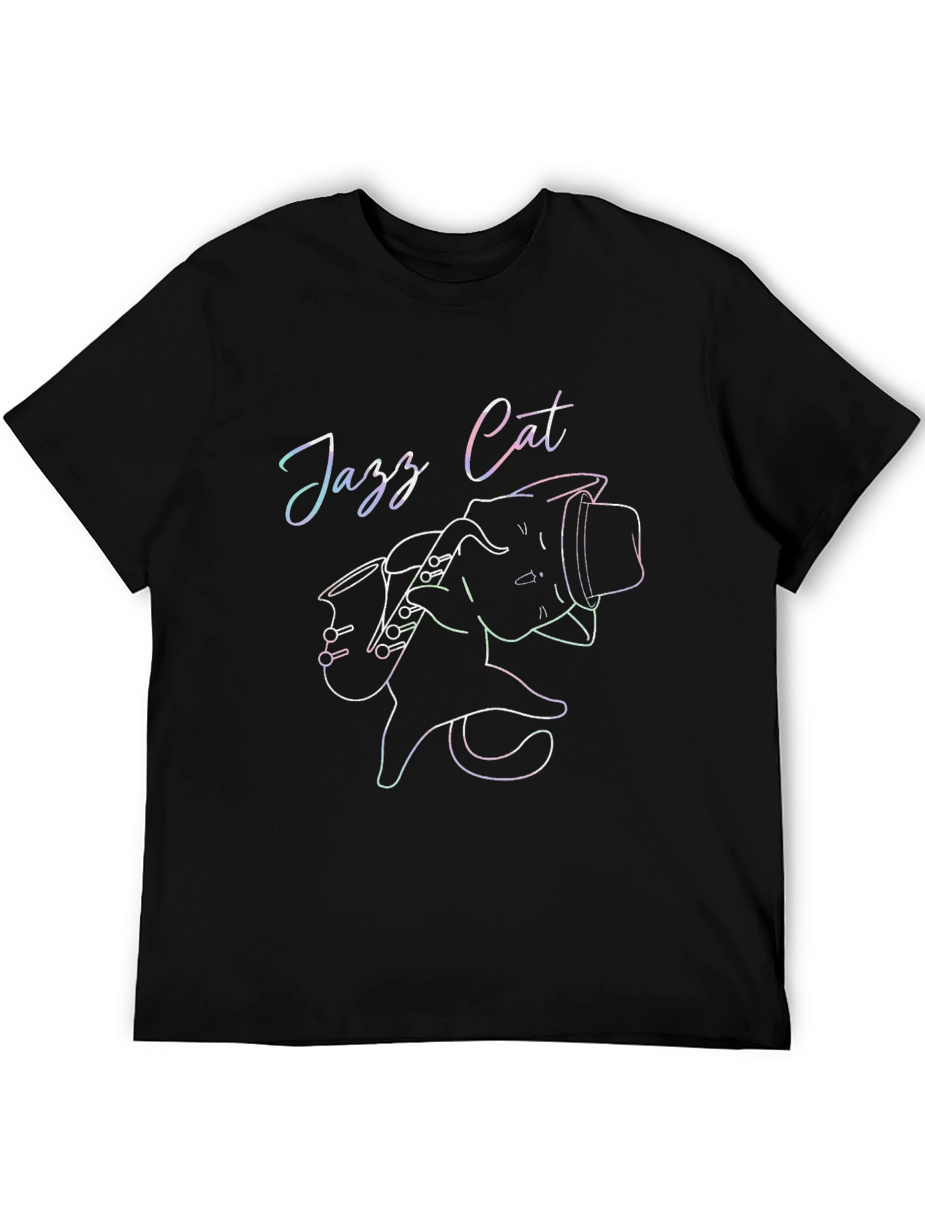 Black Jazz Cat T-Shirt - Cool Cat Musician Tee view 5