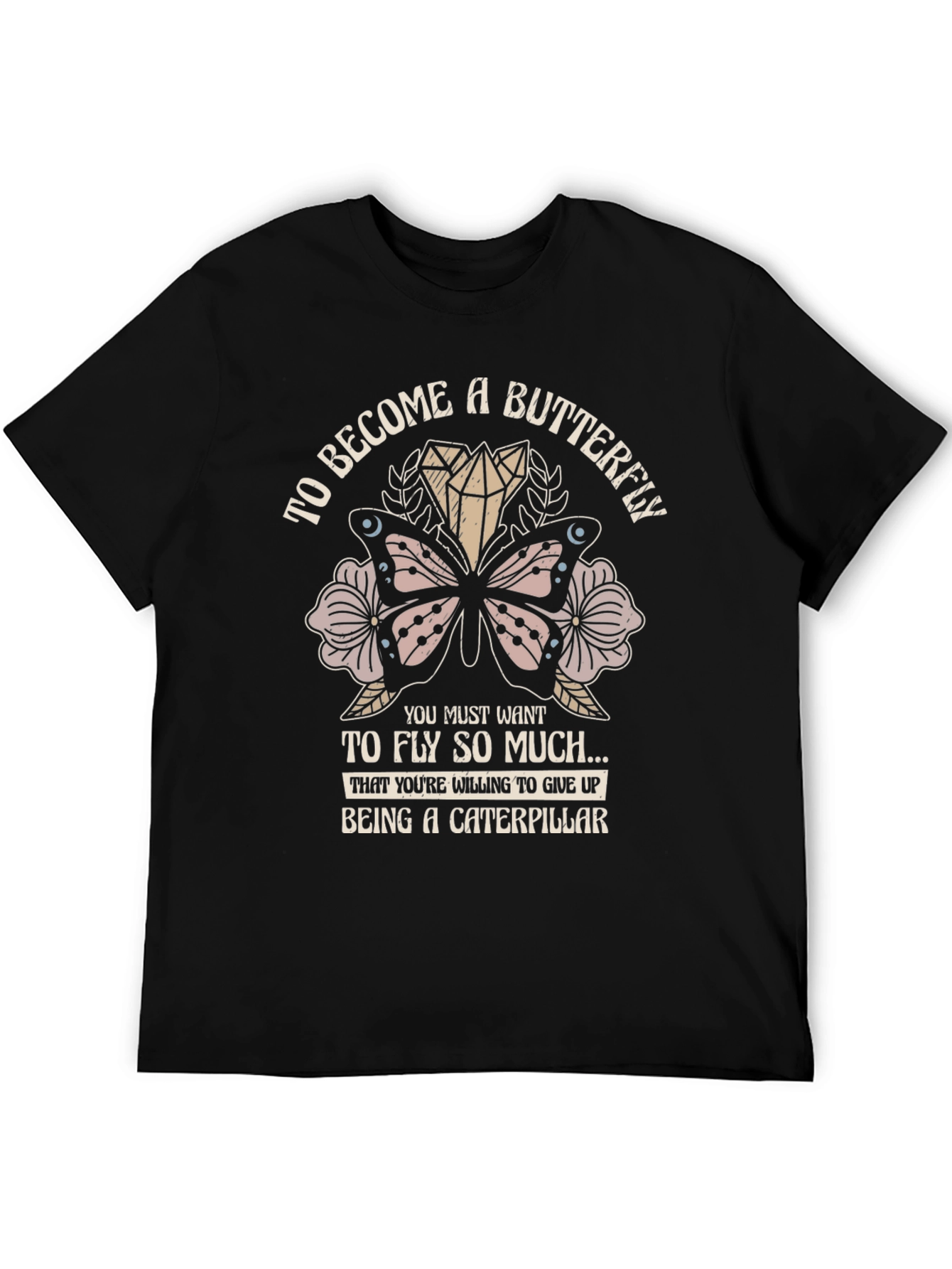Black Butterfly Caterpillar T-Shirt - Motivational Tee view 5