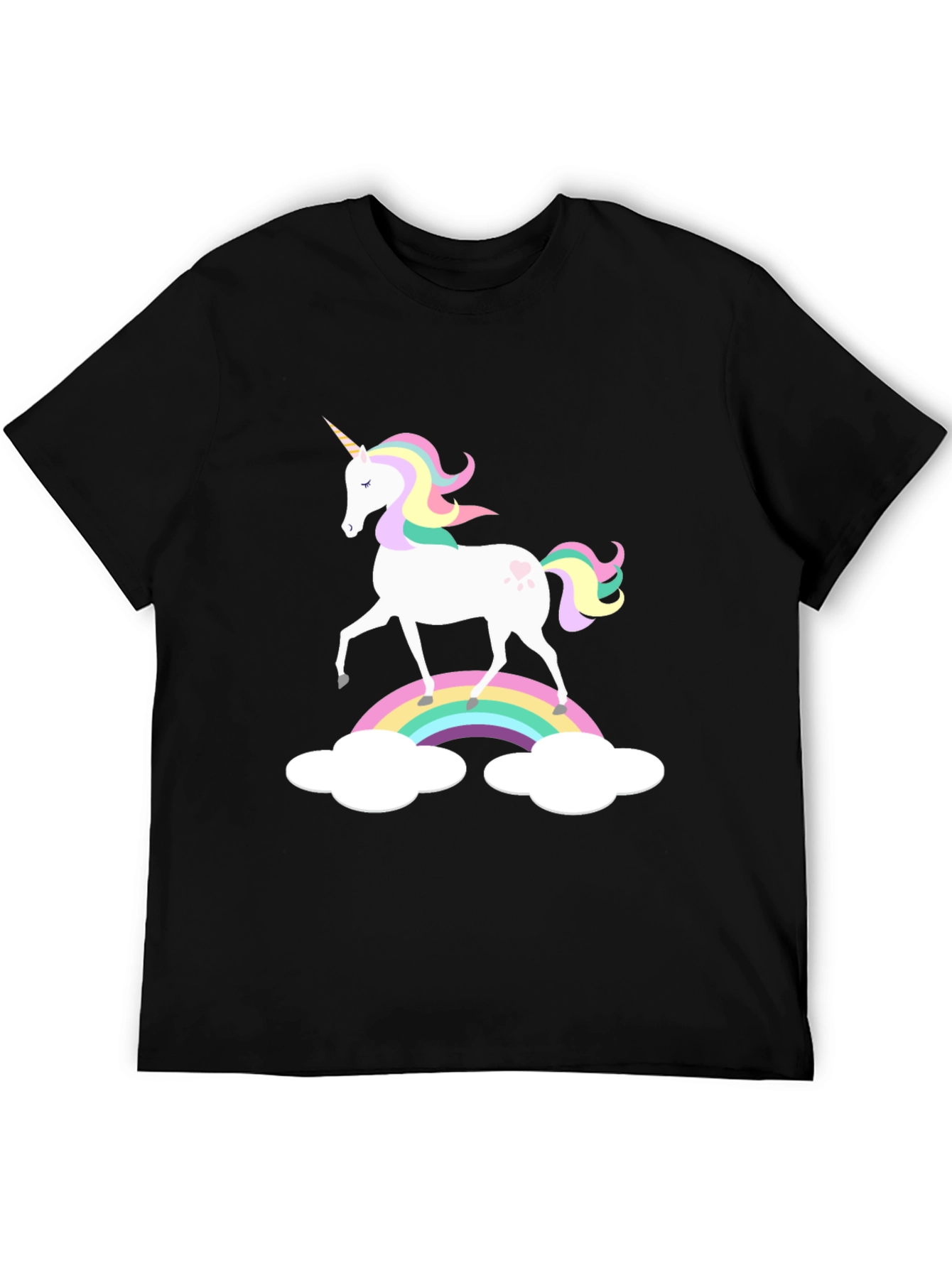 Black Rainbow Unicorn Graphic Tee - Black Cotton Blend view 5