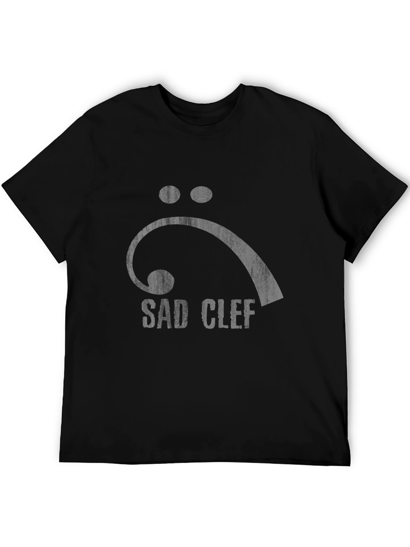 Black Sad Clef Graphic Tee - Bass Clef T-Shirt view 5