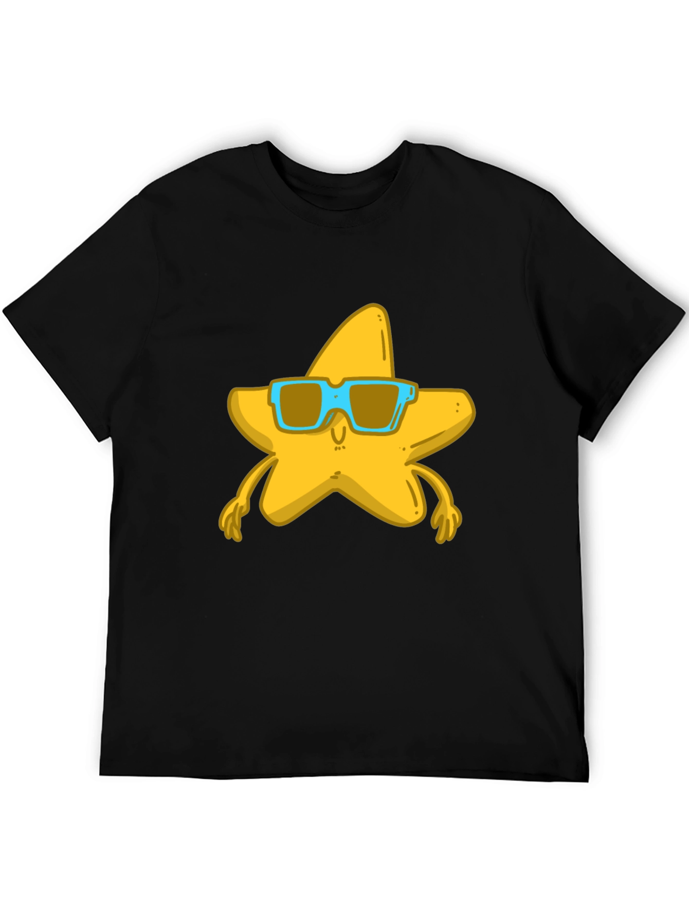 Black Star with Shades Black Graphic T-Shirt view 5