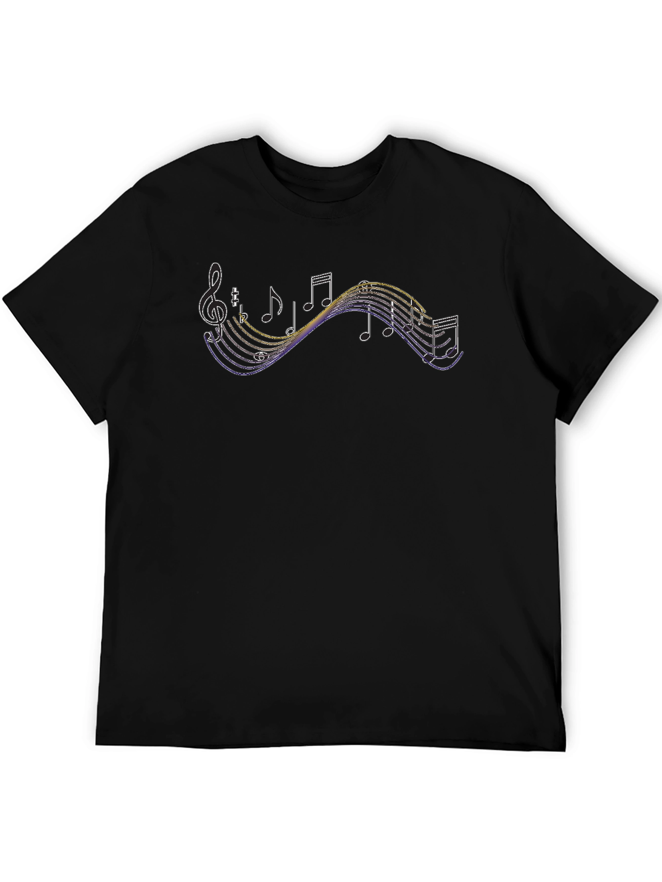 Black Musical Notes Graphic Tee - Stylish Black T-Shirt view 5