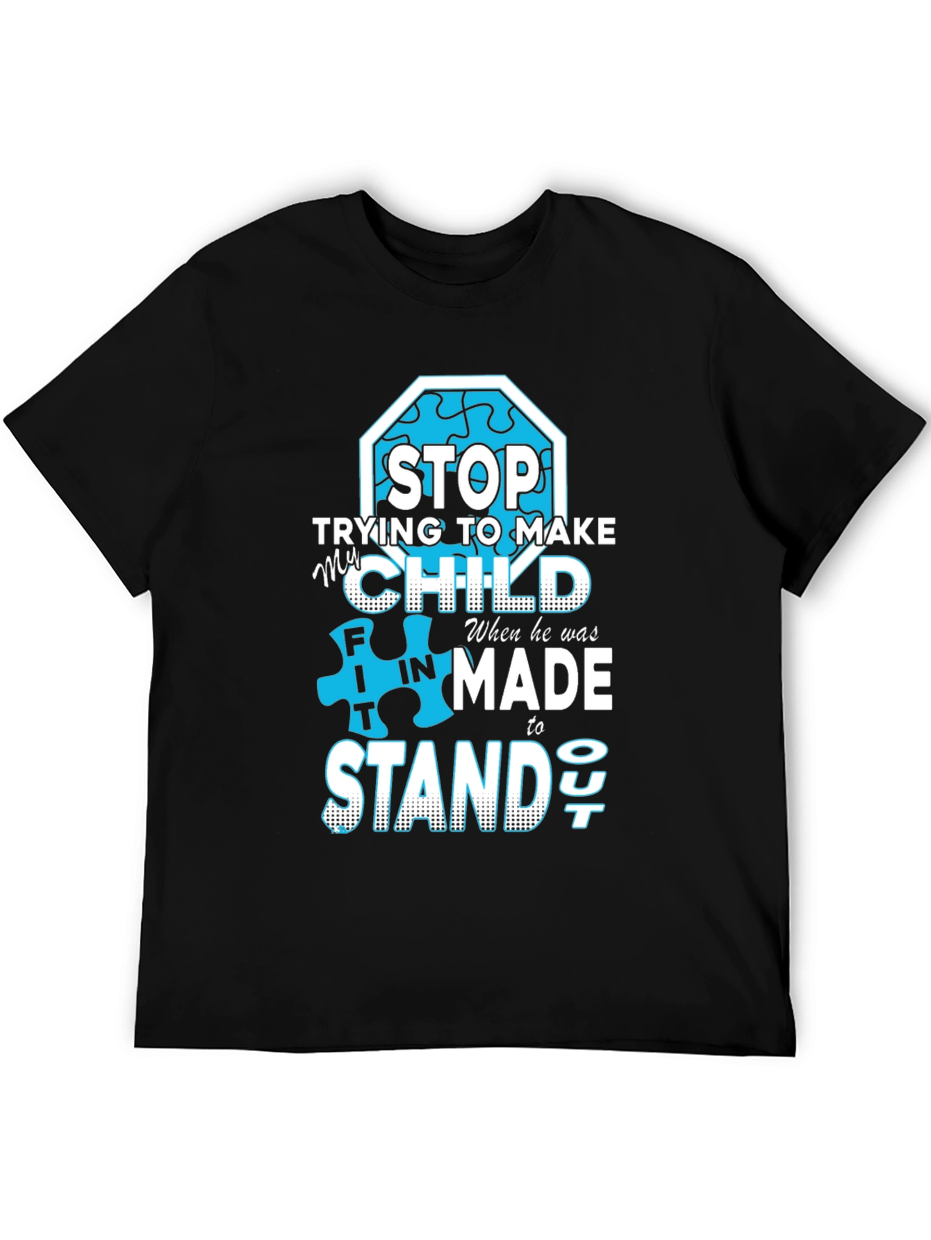 Black Autism Awareness T-Shirt: Stand Out view 5