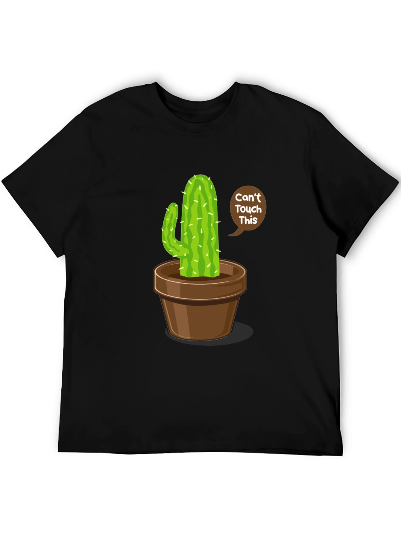 Black Cactus Humor Graphic Tee - 'Can't Touch This' Shirt view 5