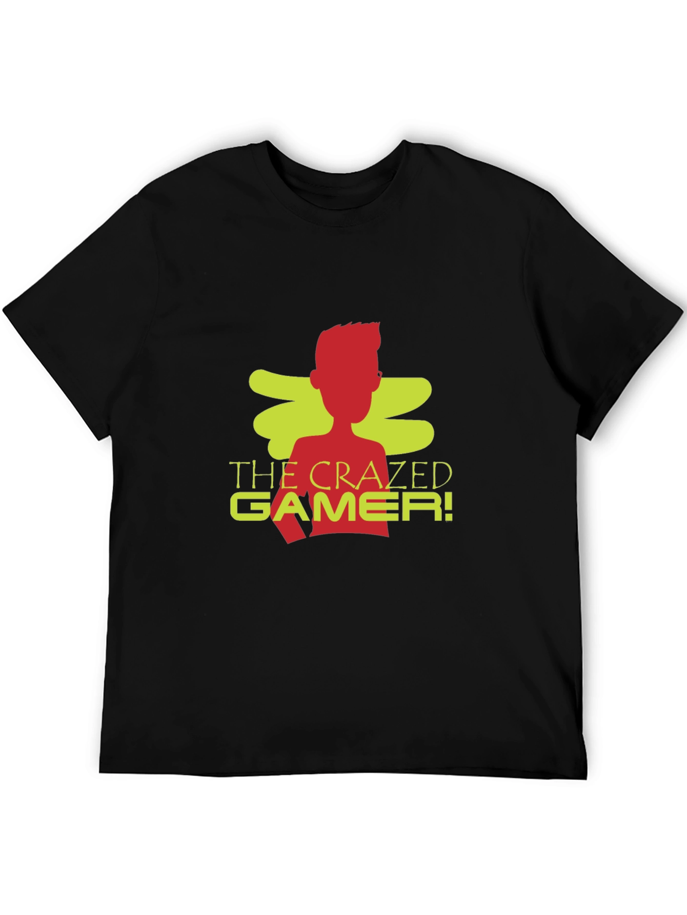 Black The Crazed Gamer! Black Crew Neck T-Shirt view 5