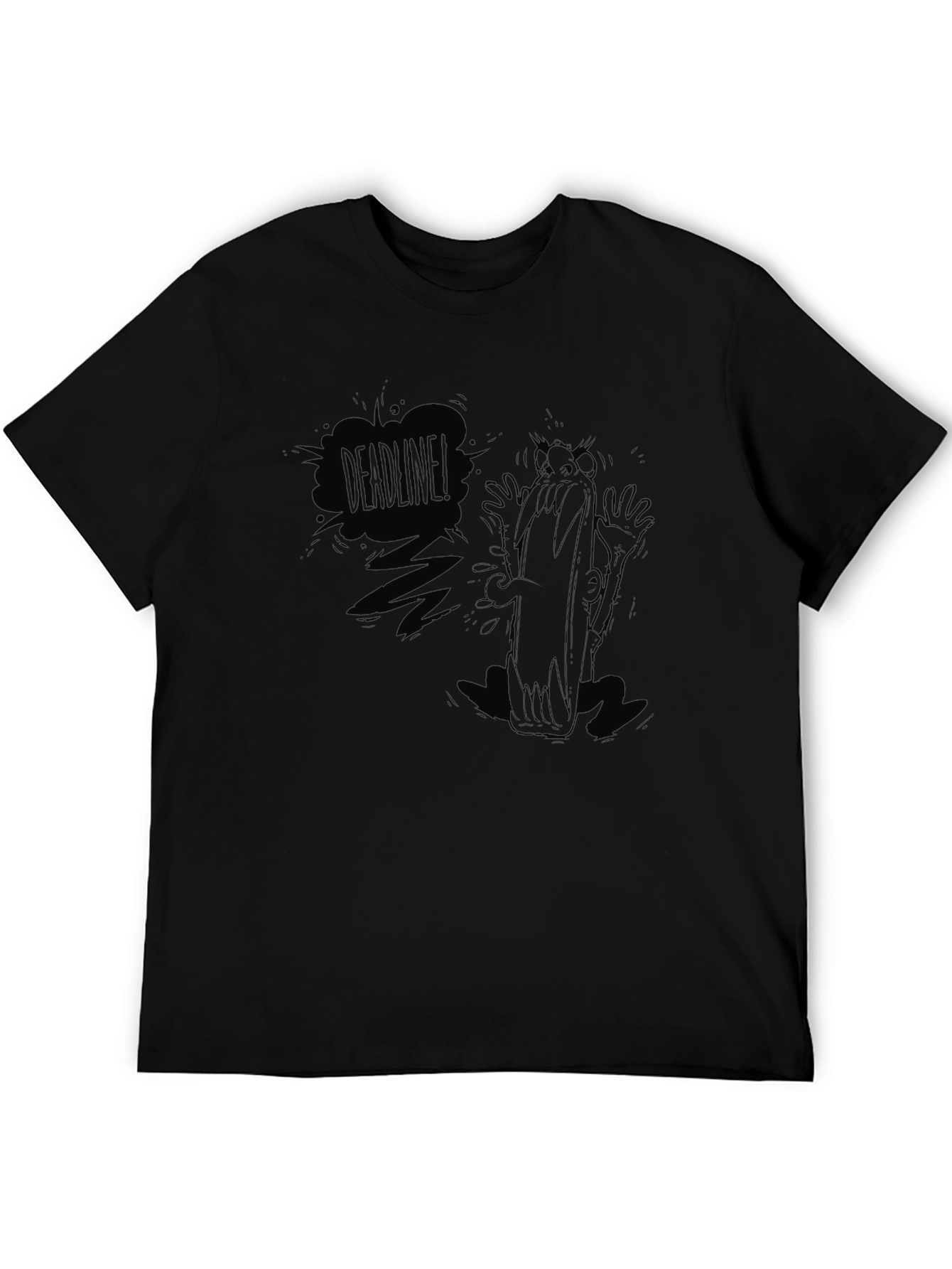 Black Deadline Cartoon Graphic Black T-Shirt view 5