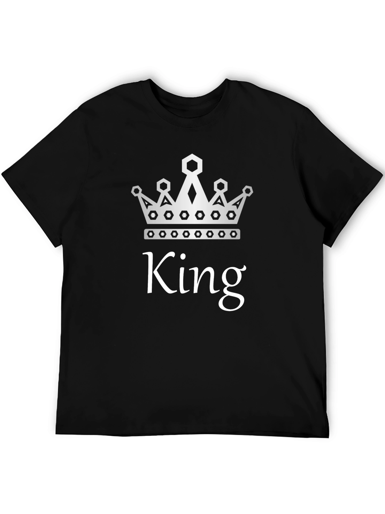Black King Graphic T-Shirt - Black Crew Neck Tee view 5