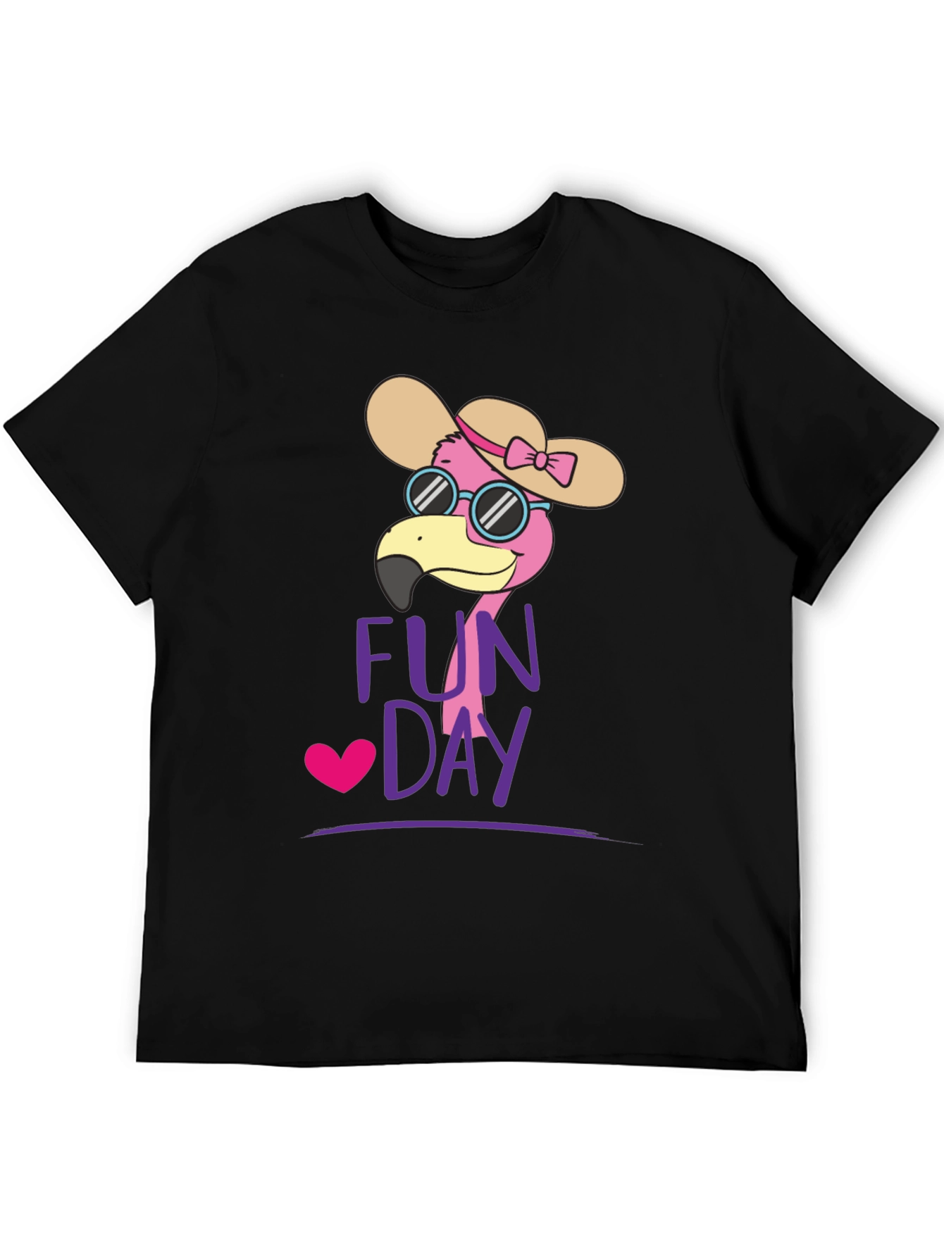 Black Fun Day Flamingo Graphic Tee - Casual Comfort view 5