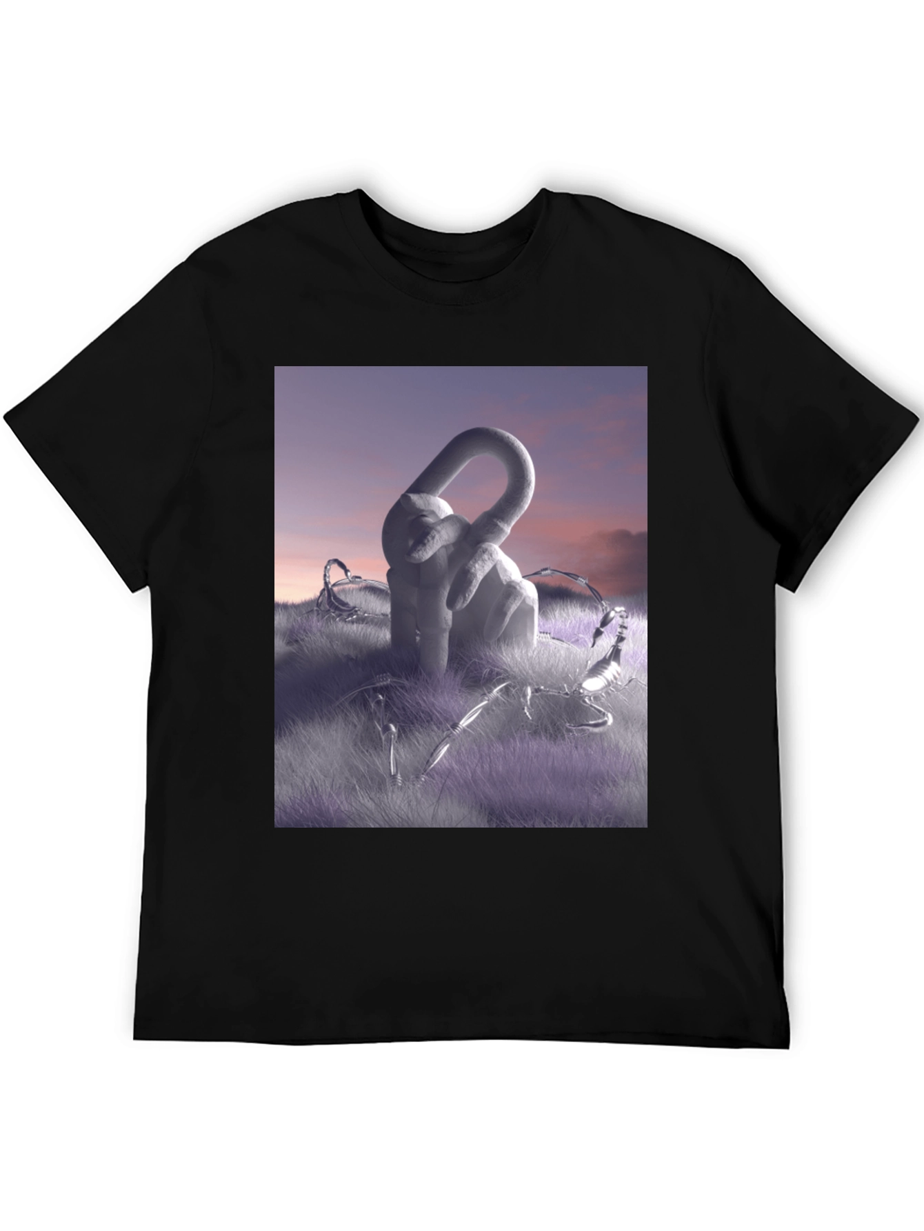 Black Abstract Sculpture Graphic Tee - Modern Art Shirt view 5