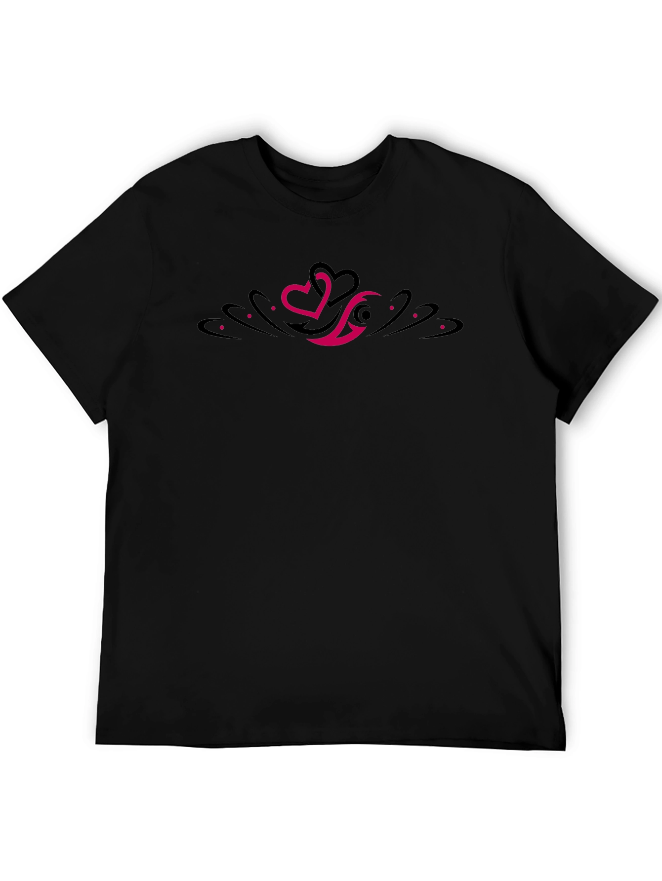 Black Men's Black Graphic Tee - Tribal Heart Design view 5