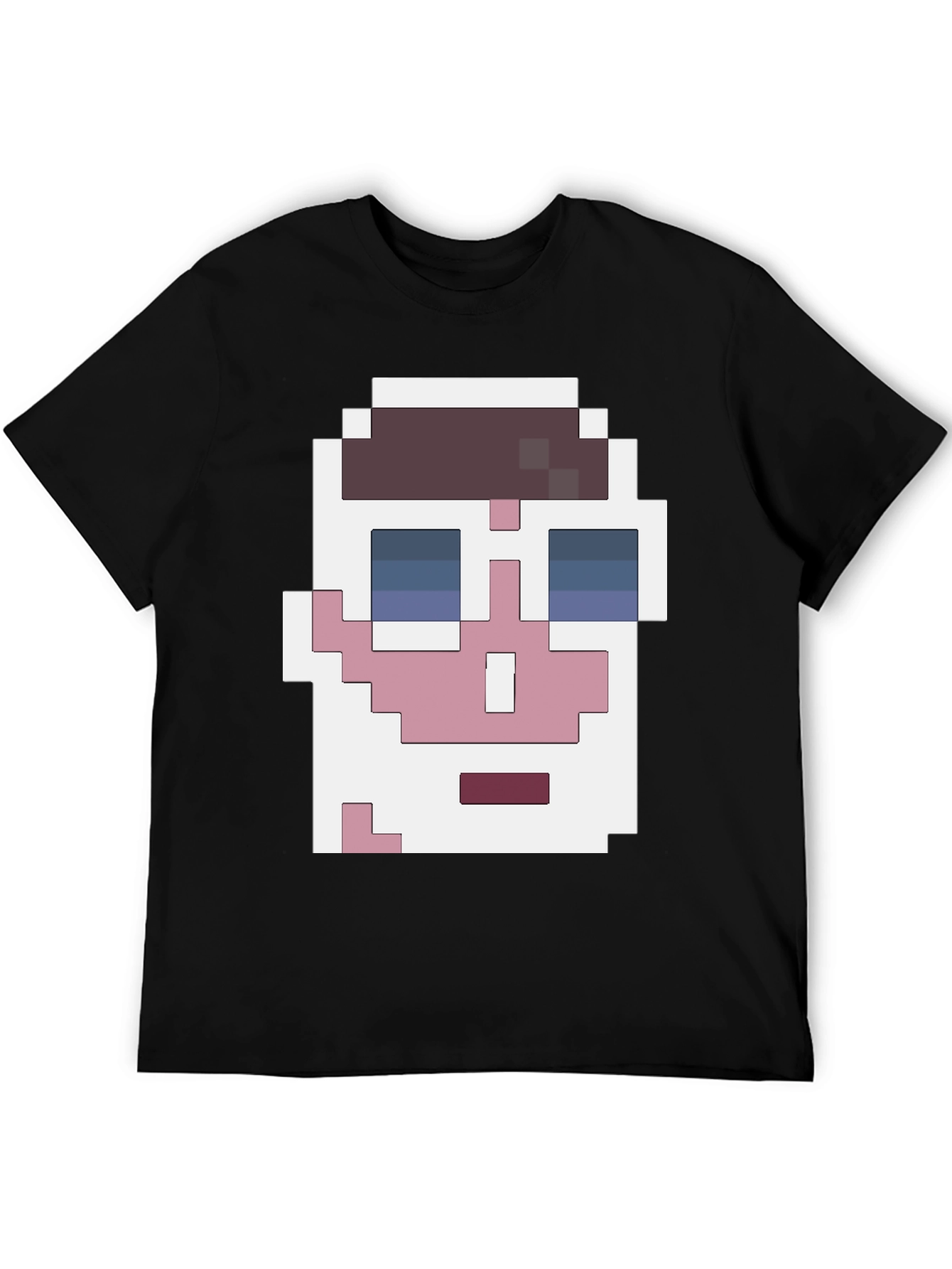 Black Pixelated Face Graphic T-Shirt - Cool Retro Style view 5