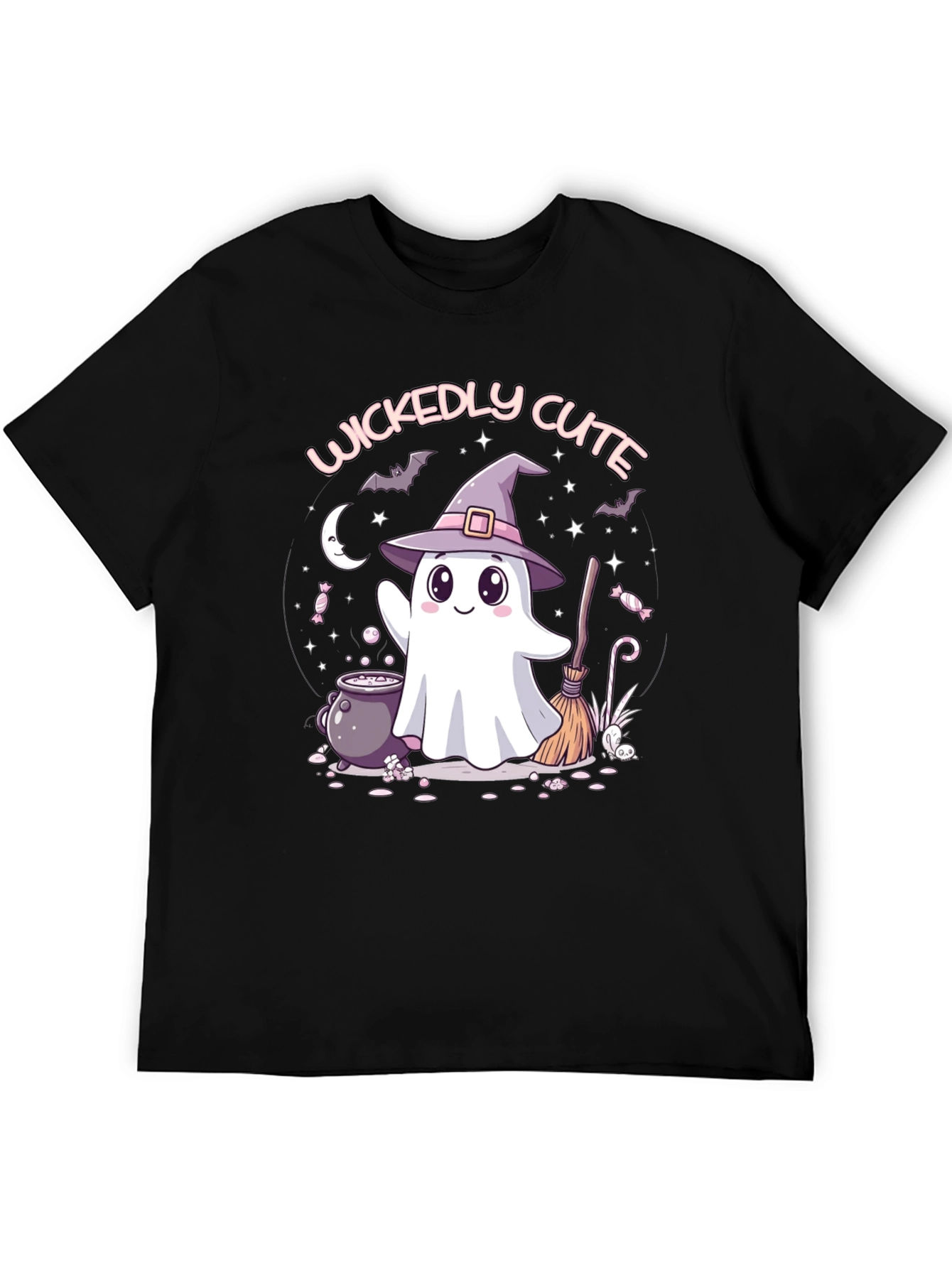 Black Wickedly Cute Halloween Ghost T-Shirt view 5