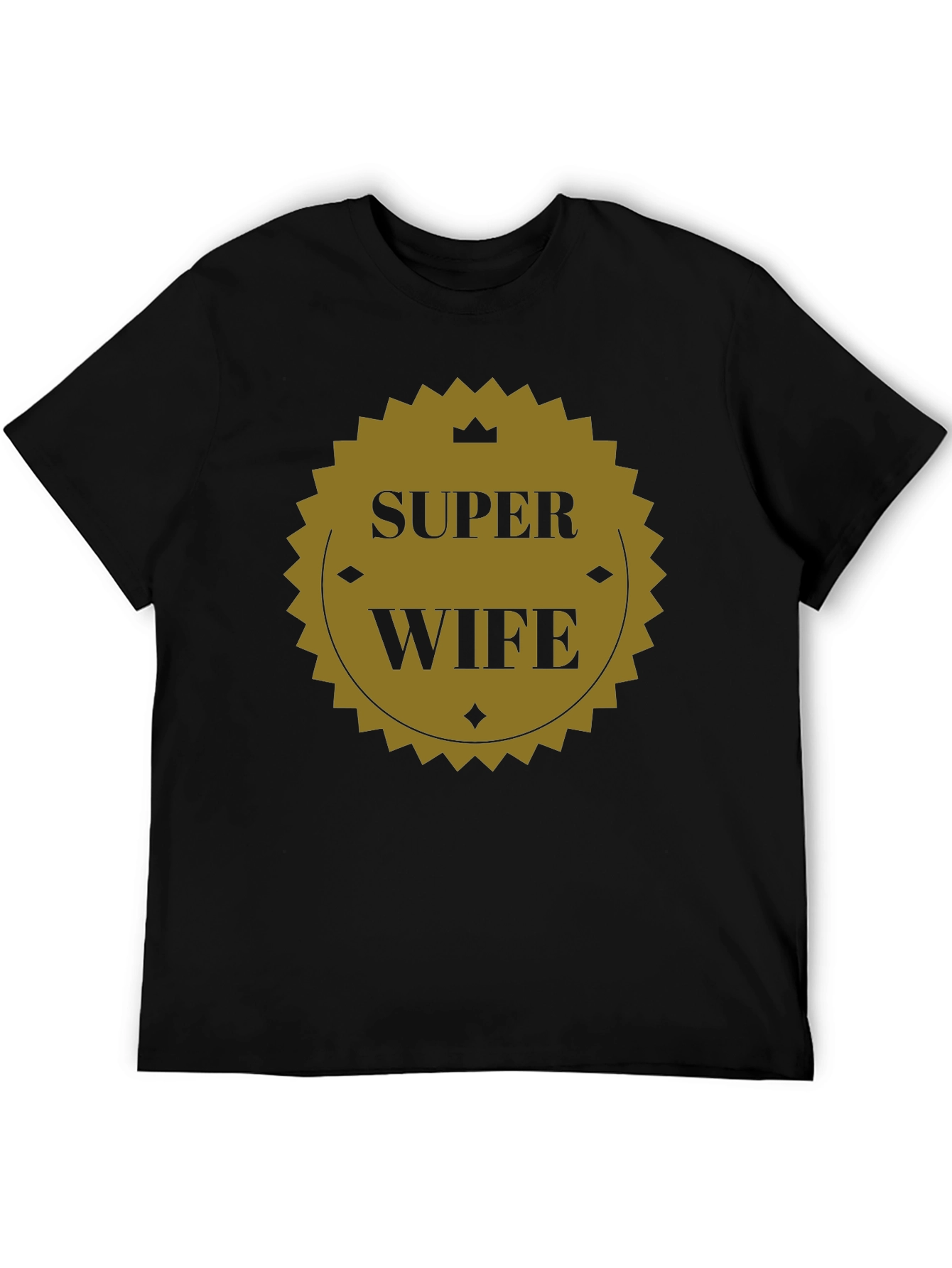 Black Super Wife Graphic Tee - Black Crew Neck T-Shirt view 5