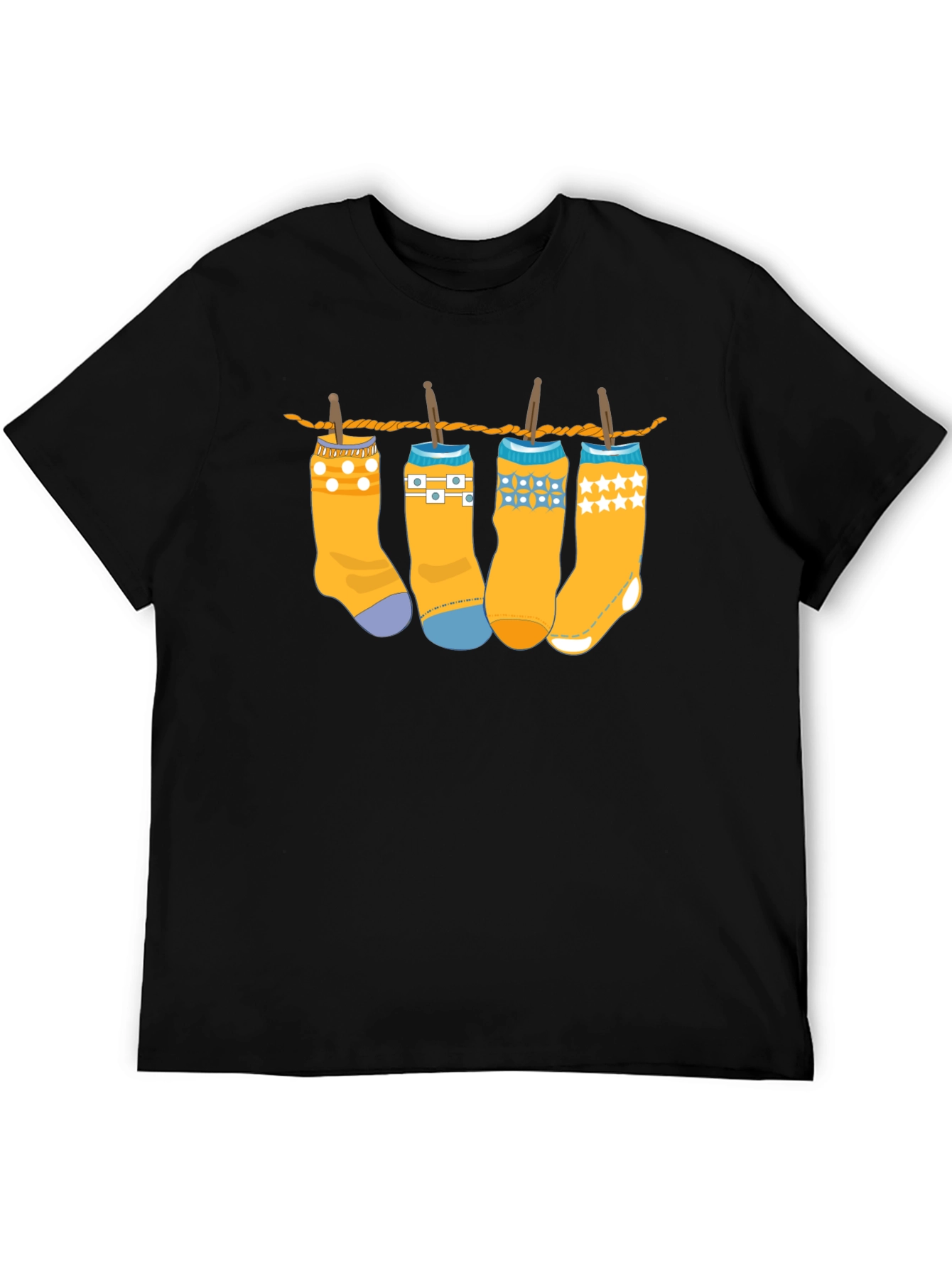 Black Novelty Socks on Clothesline Graphic Tee - Unisex view 5