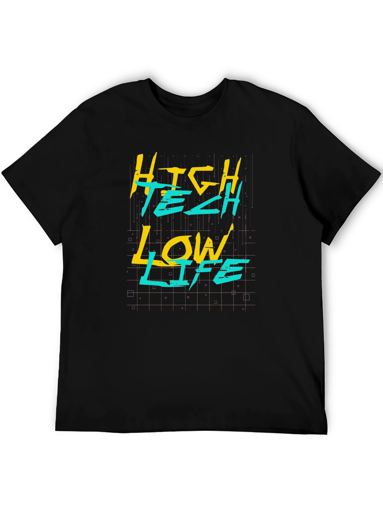 Black High Tech Low Life Graphic Tee - Black Cotton Blend view 5