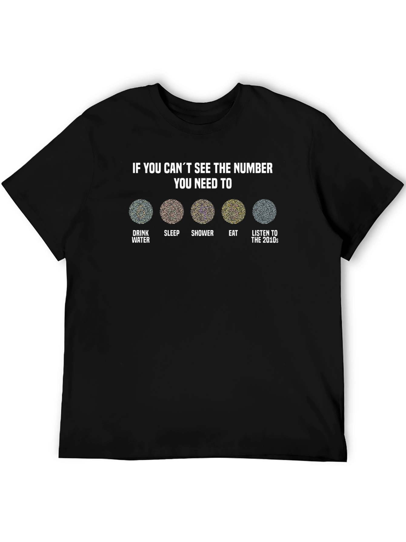 Black Humorous Eye Test T-Shirt - Self-Care Edition view 5