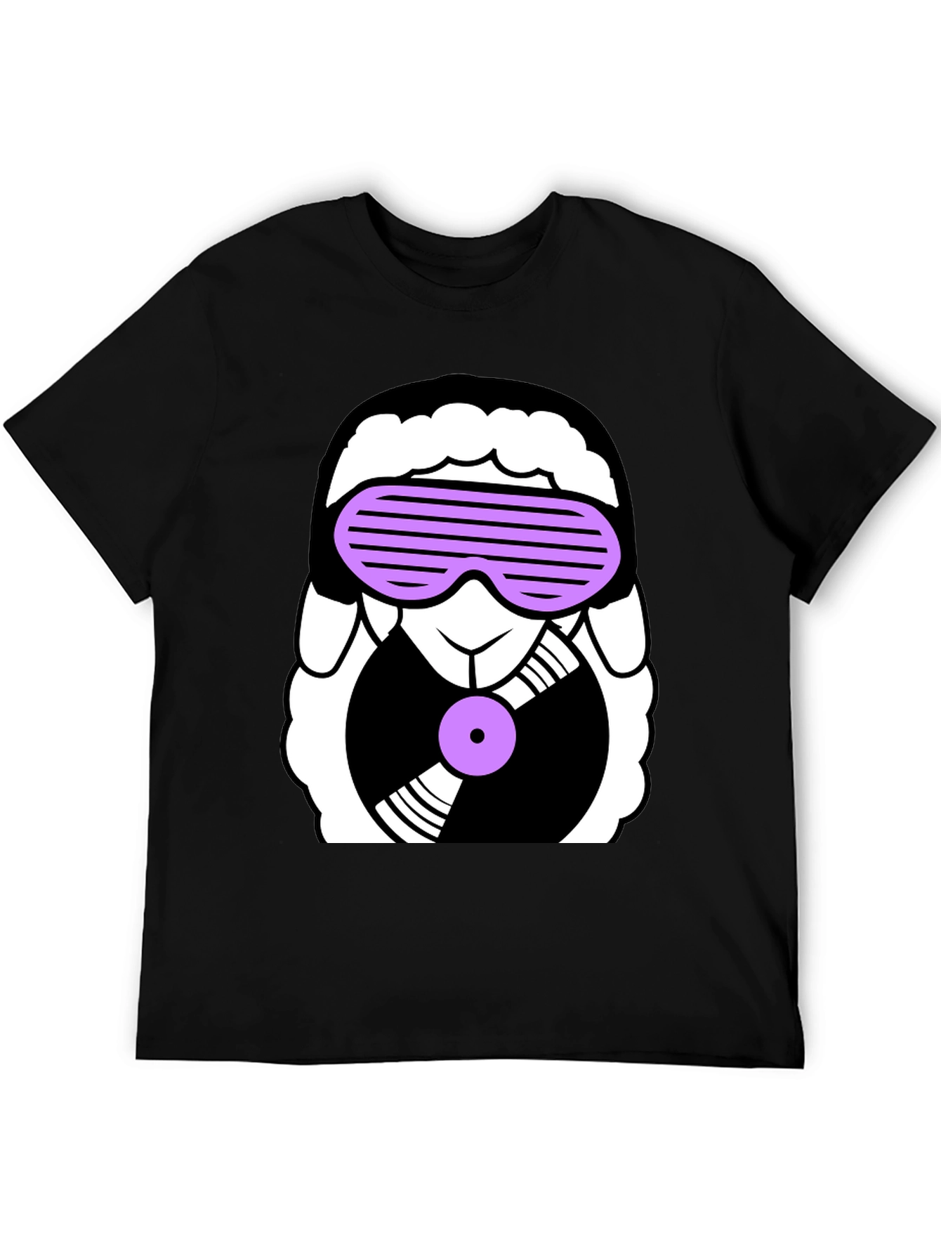 Black DJ Sheep Graphic Tee - Black Cotton T-Shirt view 5