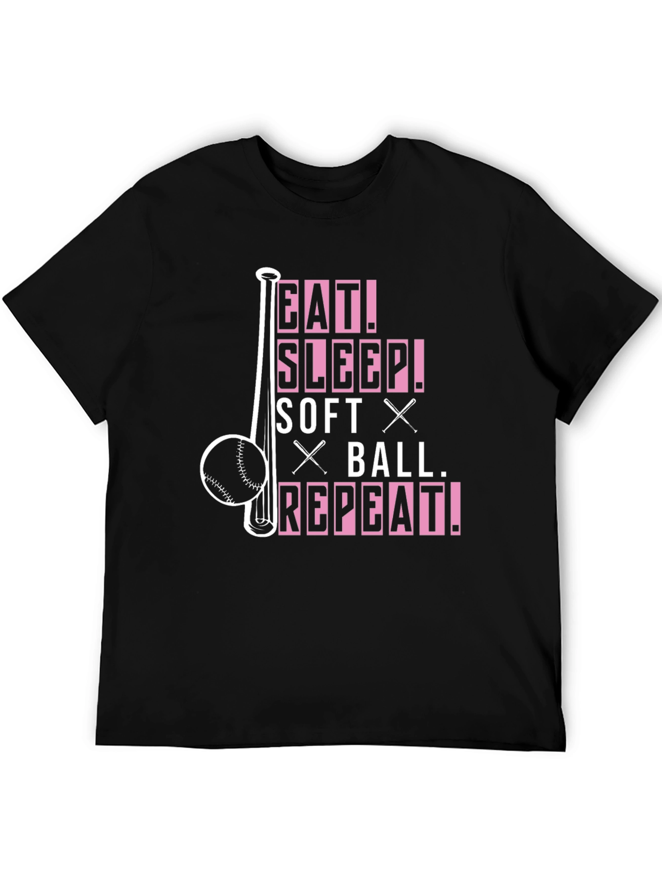 Black Eat Sleep Softball Repeat T-Shirt view 5