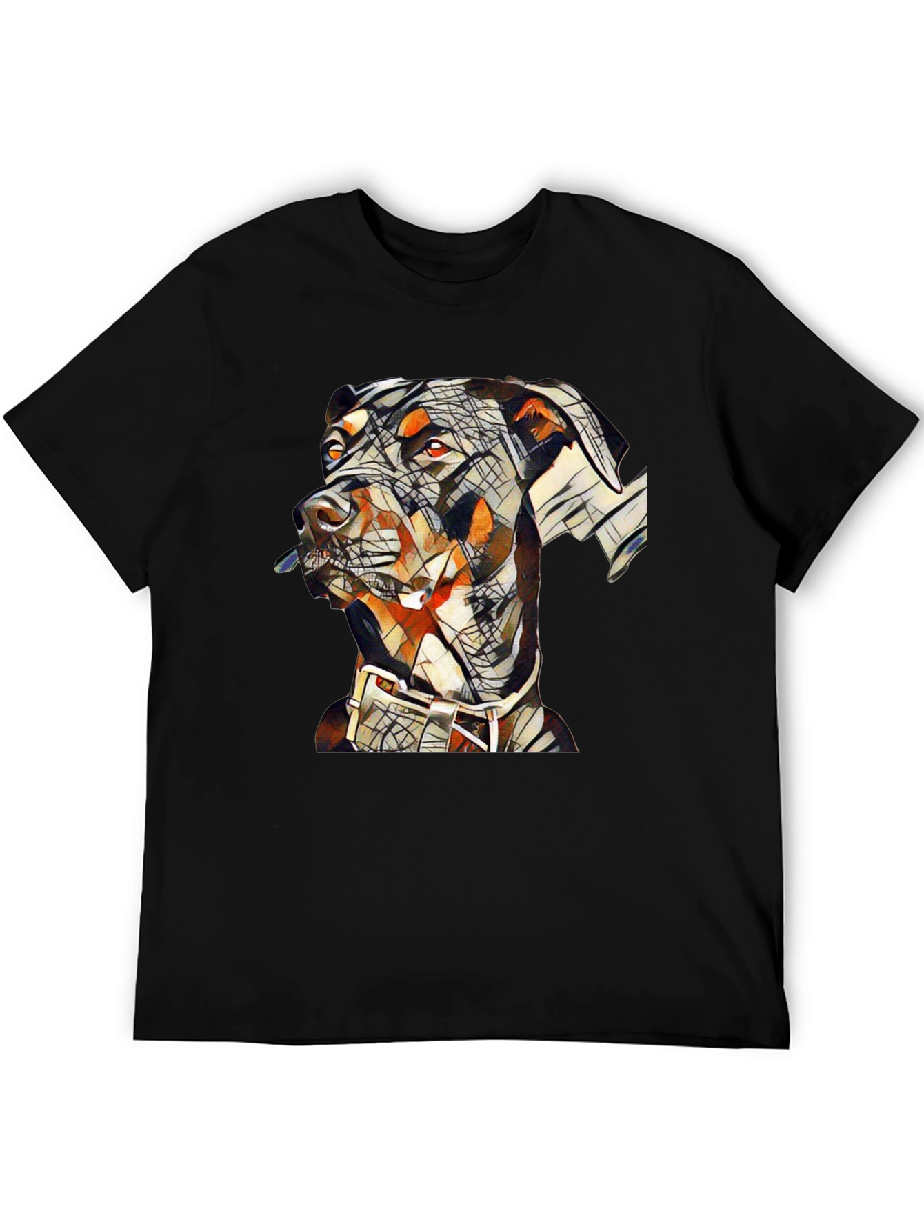 Black Abstract Doberman Dog Graphic T-Shirt view 5