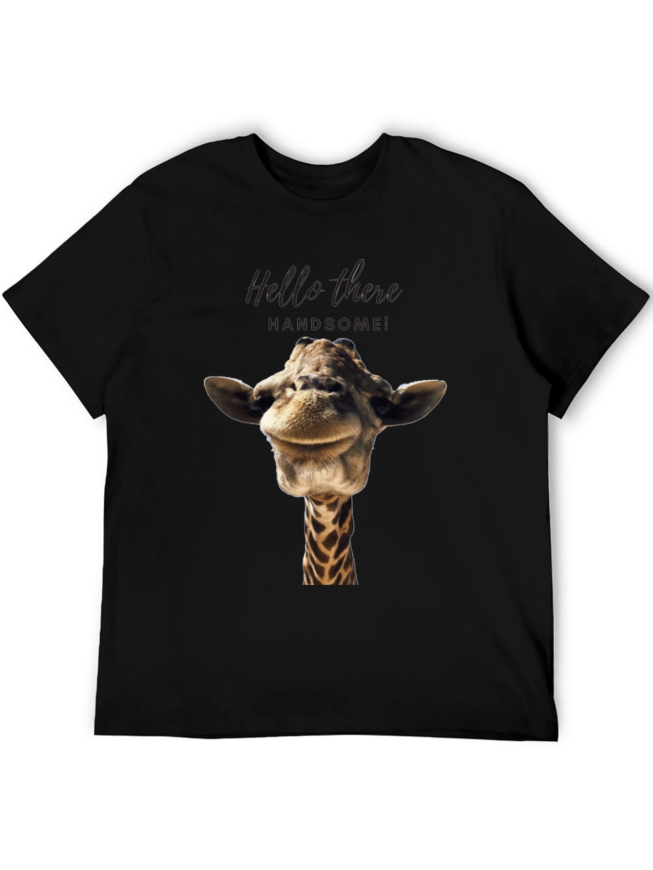 Black Giraffe Head Graphic Print Black T-Shirt view 5