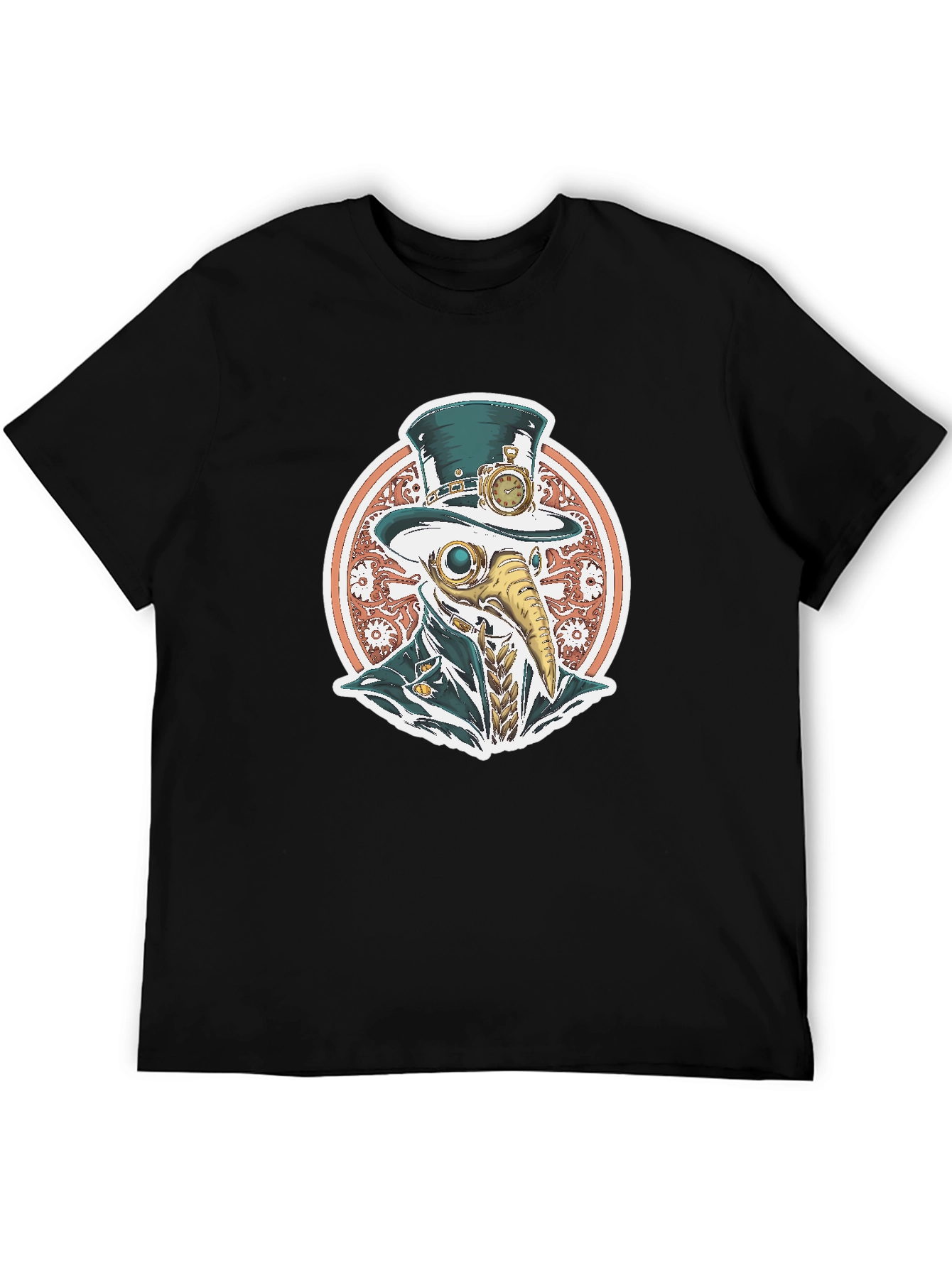 Black Steampunk Plague Doctor Graphic T-Shirt view 5