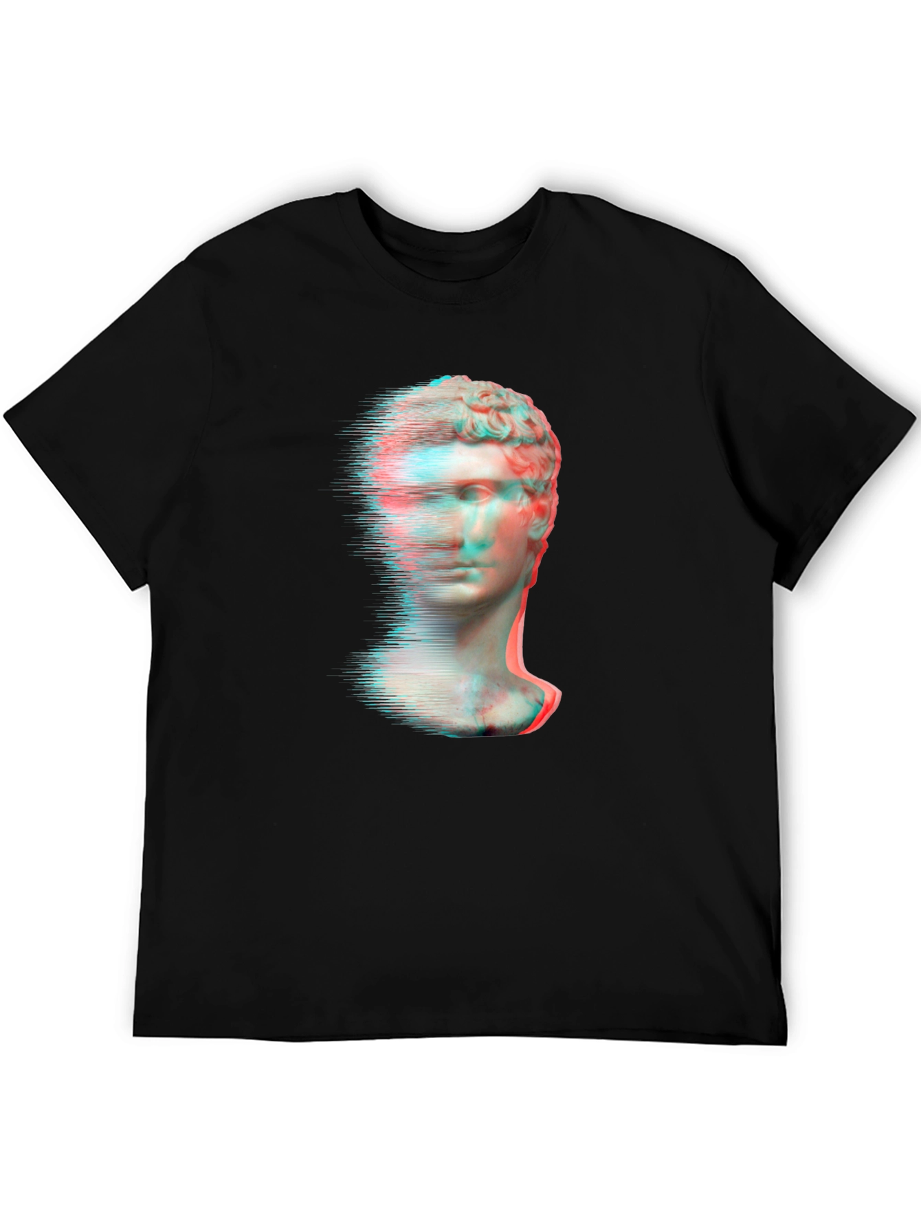 Black Glitch Art Statue Graphic Tee view 5