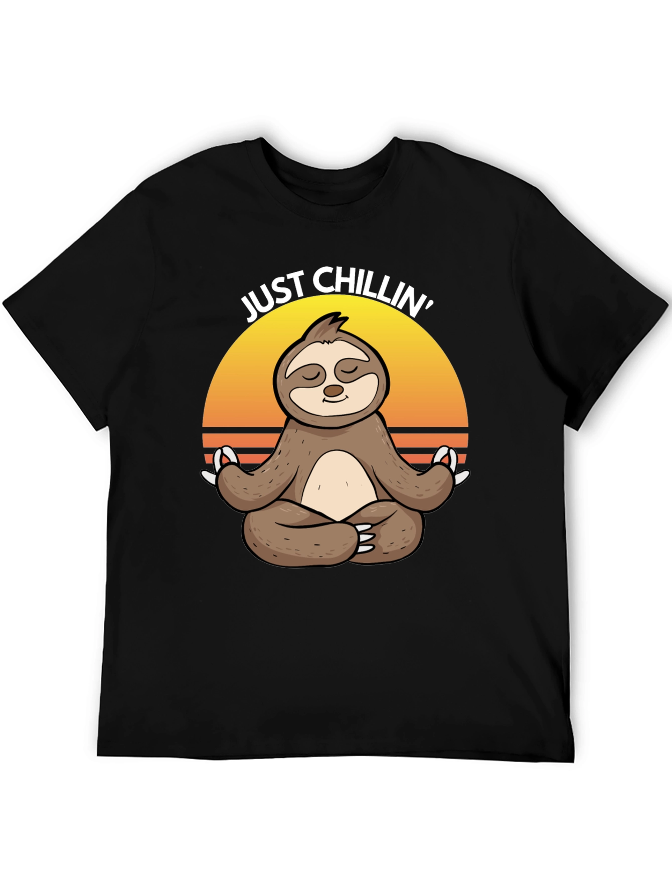 Black Just Chillin' Sloth Yoga Meditation T-Shirt view 5