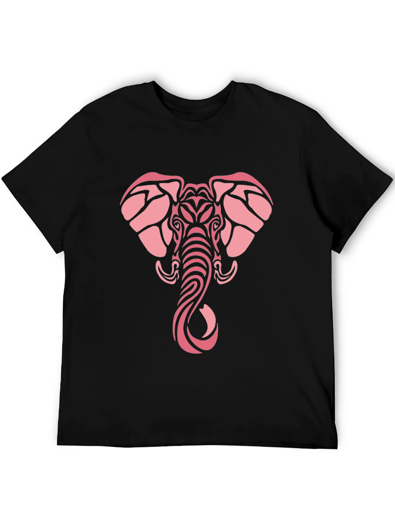 Black Tribal Elephant Graphic Tee - Black Cotton Comfort view 5