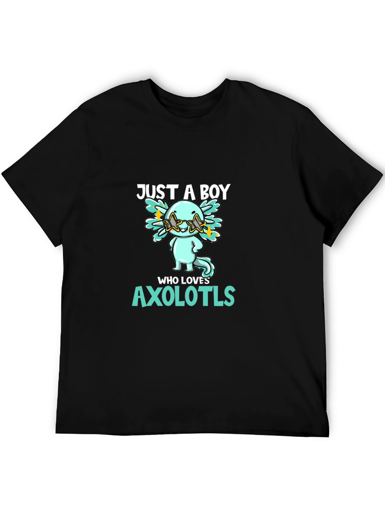 Black Just A Boy Who Loves Axolotls T-Shirt view 5