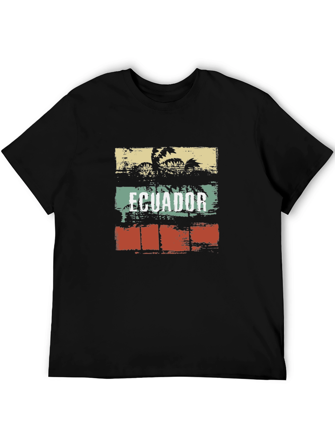 Black Ecuador Retro Palm Tree Graphic T-Shirt view 5