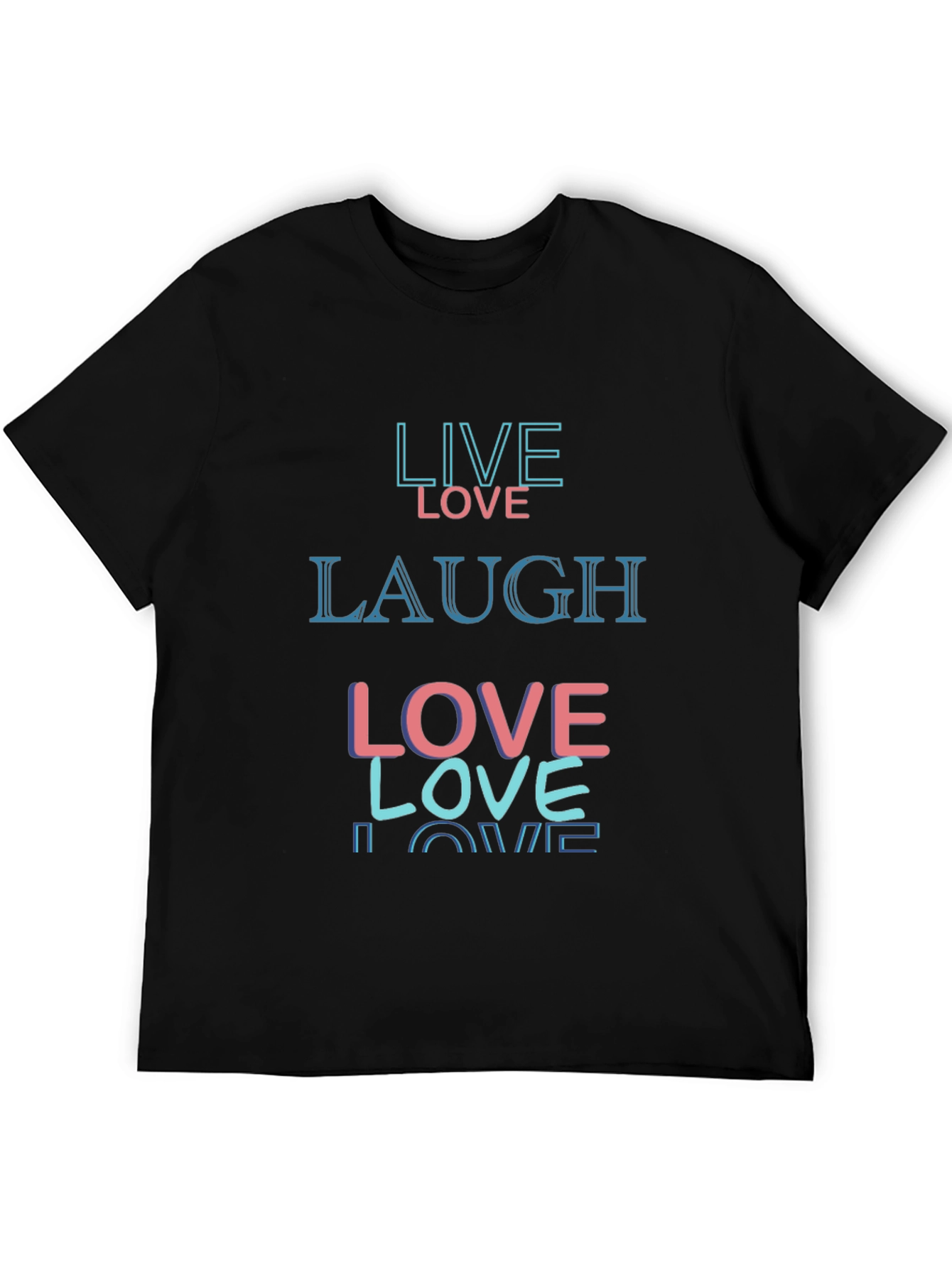 Black Live Love Laugh Graphic Tee - Black Casual Shirt view 5