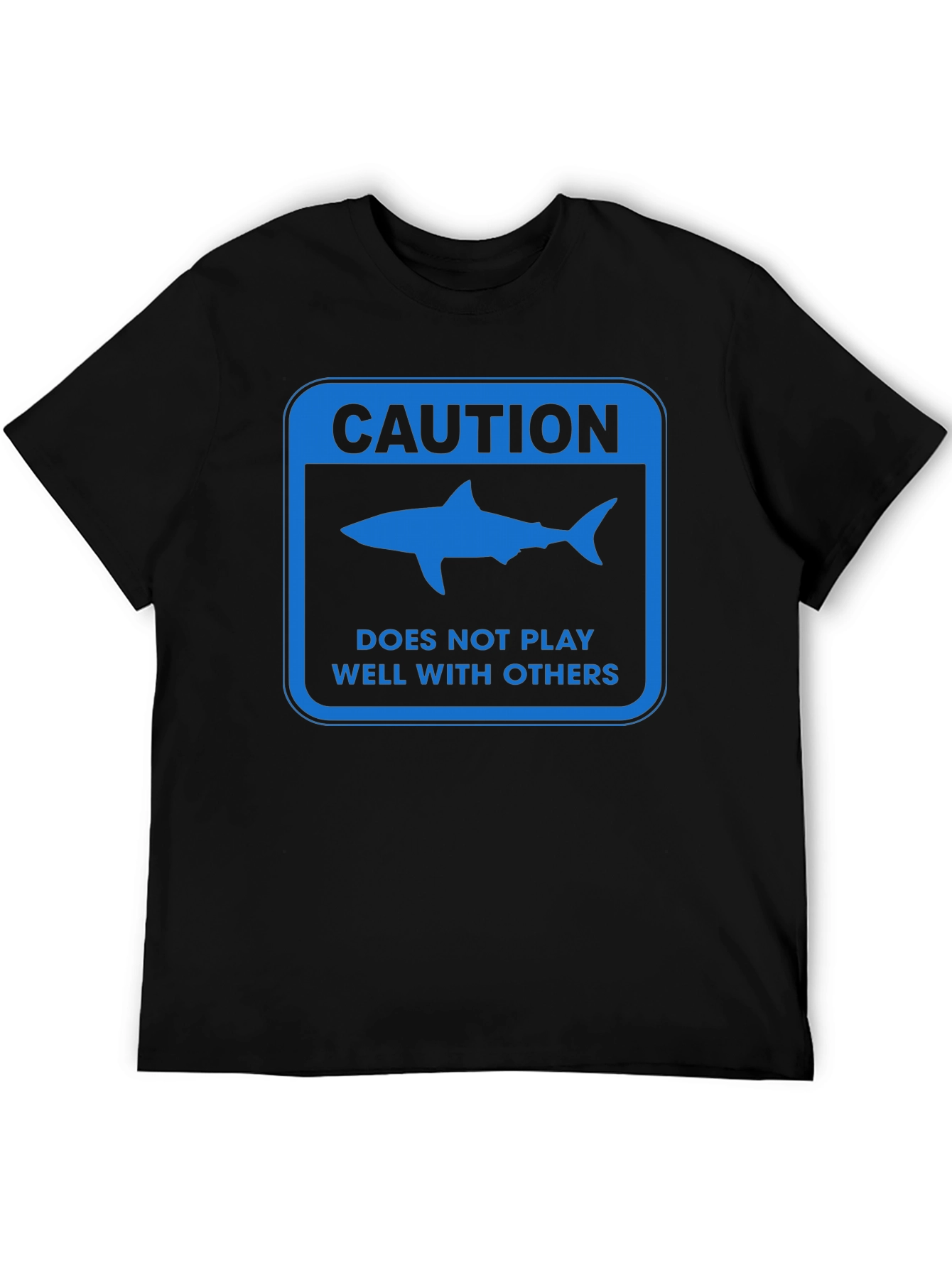Black Caution Shark T-Shirt - Does Not Play Well With Others view 5