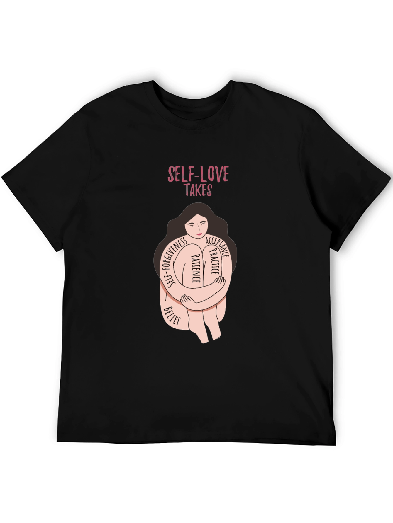 Black Self-Love Takes T-Shirt - Embrace Patience & Acceptance view 5