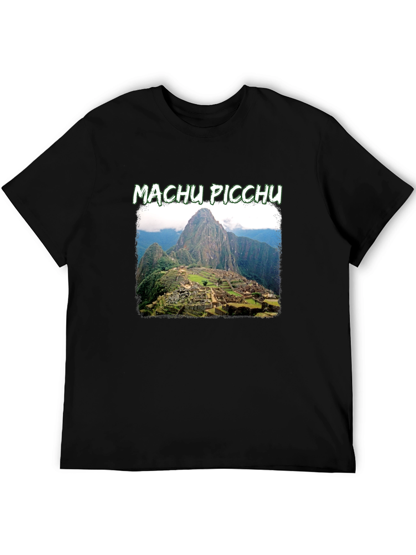 Black Machu Picchu Graphic Tee | Black Crew Neck T-Shirt view 5